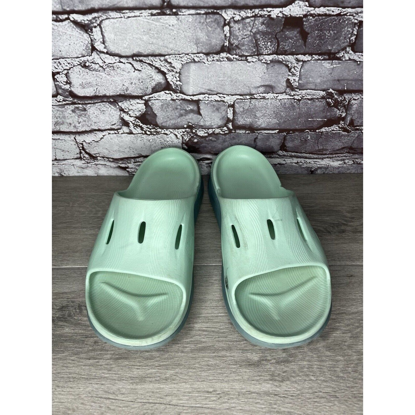 Hoka Hoka Ora Recovery Slides 3 Mist Green Trellis Slides Sandals Size US 12 / EU 45 - 17 Thumbnail