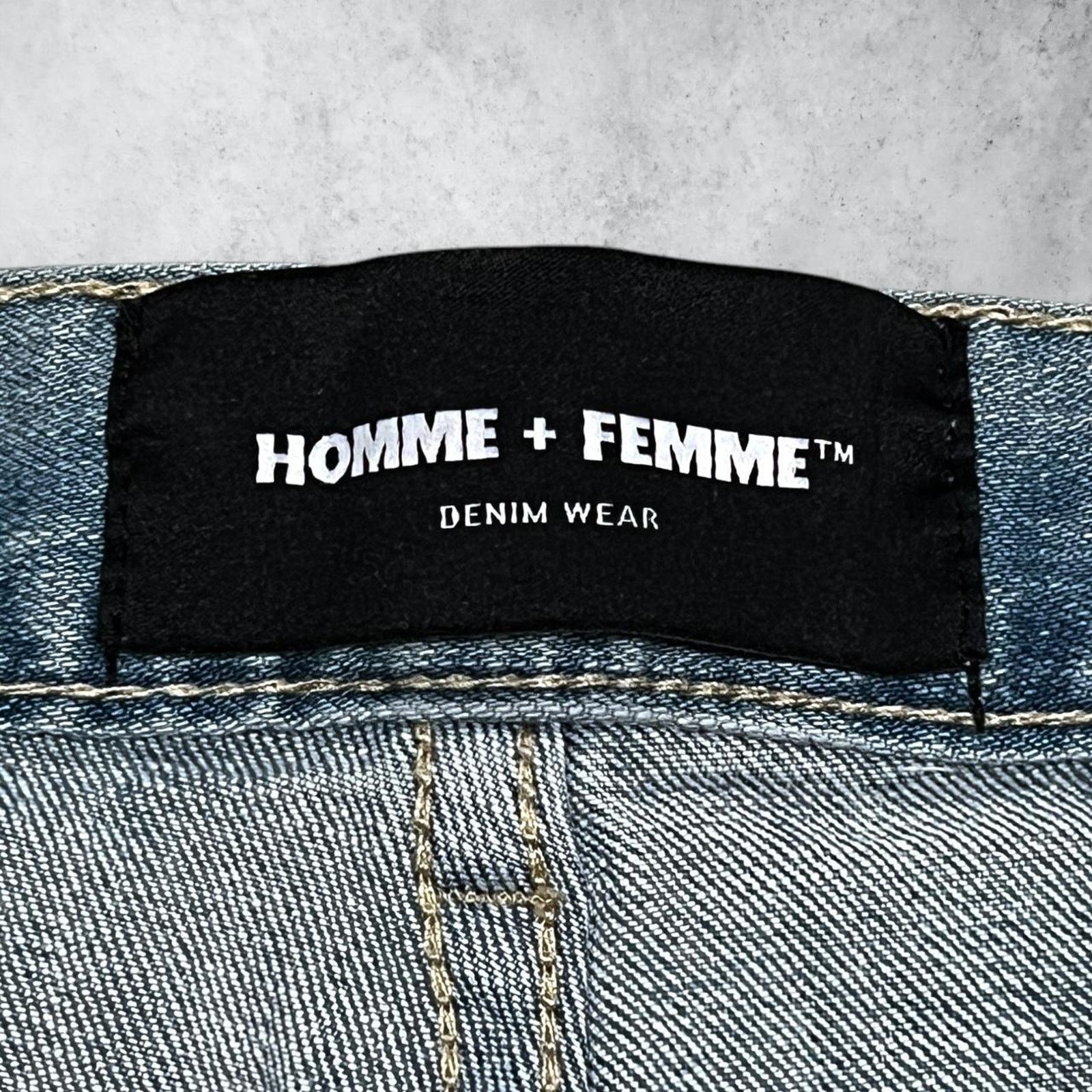 Homme + Femme La Homme + Femme Blue & Gradient Orange Skinny Jeans w/ Text Size US 36 / EU 52 - 6 Thumbnail