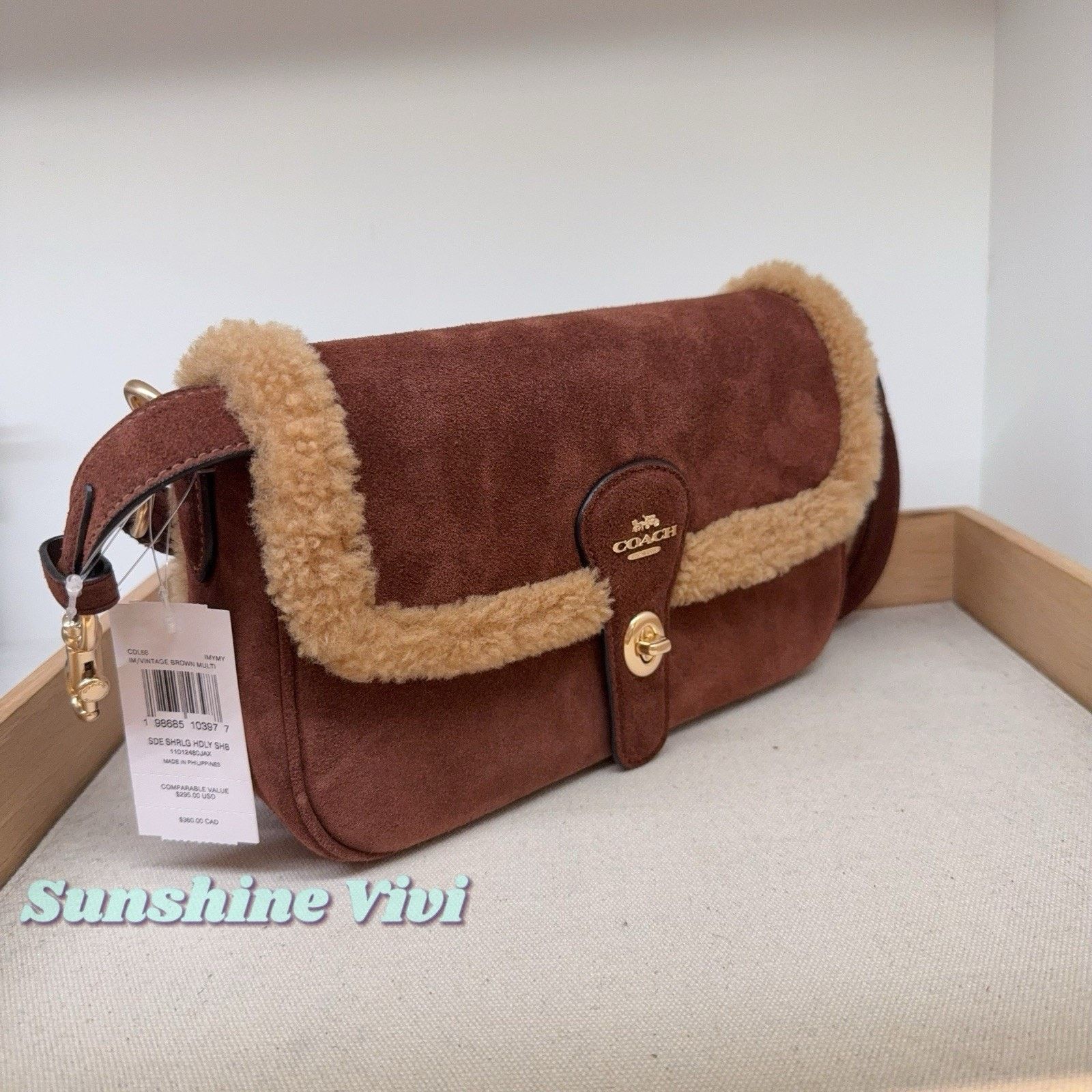 Coach NWT Coach Hadley Shoulder Bag CDL68 Suede Vintage Brown Size ONE SIZE - 2 Thumbnail