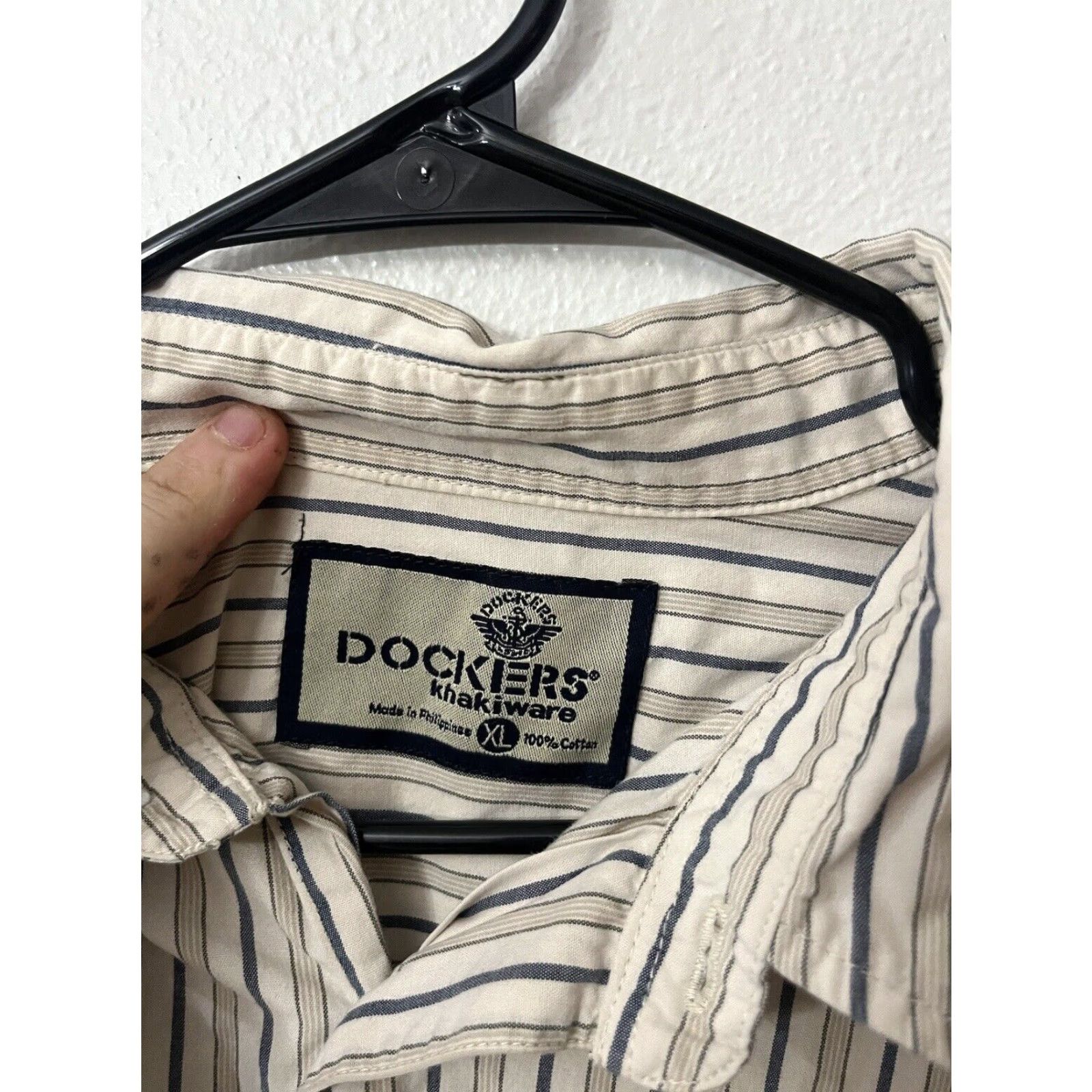 Dockers DOCKERS Shirt Short Sleeve Button-Up Multicolor Striped Cotton XL Pocket Mens Size US XL / EU 56 / 4 - 2 Thumbnail