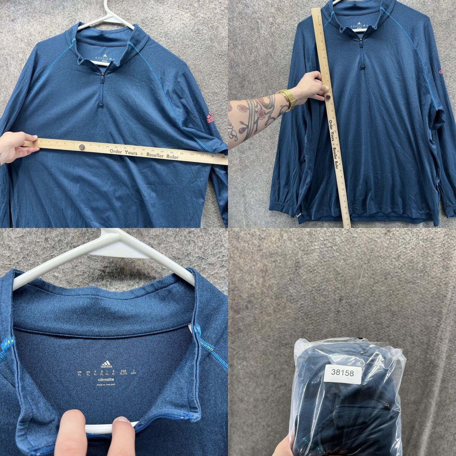Adidas Adidas Shirt Mens XL Blue Climalite Quarter Zip Long Sleeve Athletic Pullover Size US XL / EU 56 / 4 - 8 Thumbnail
