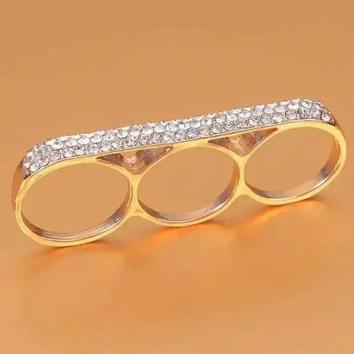 Jewelry × Vintage 1PC Metal Fashion Three Fingers Knuckle Duster Ring Size ONE SIZE - 1 Thumbnail