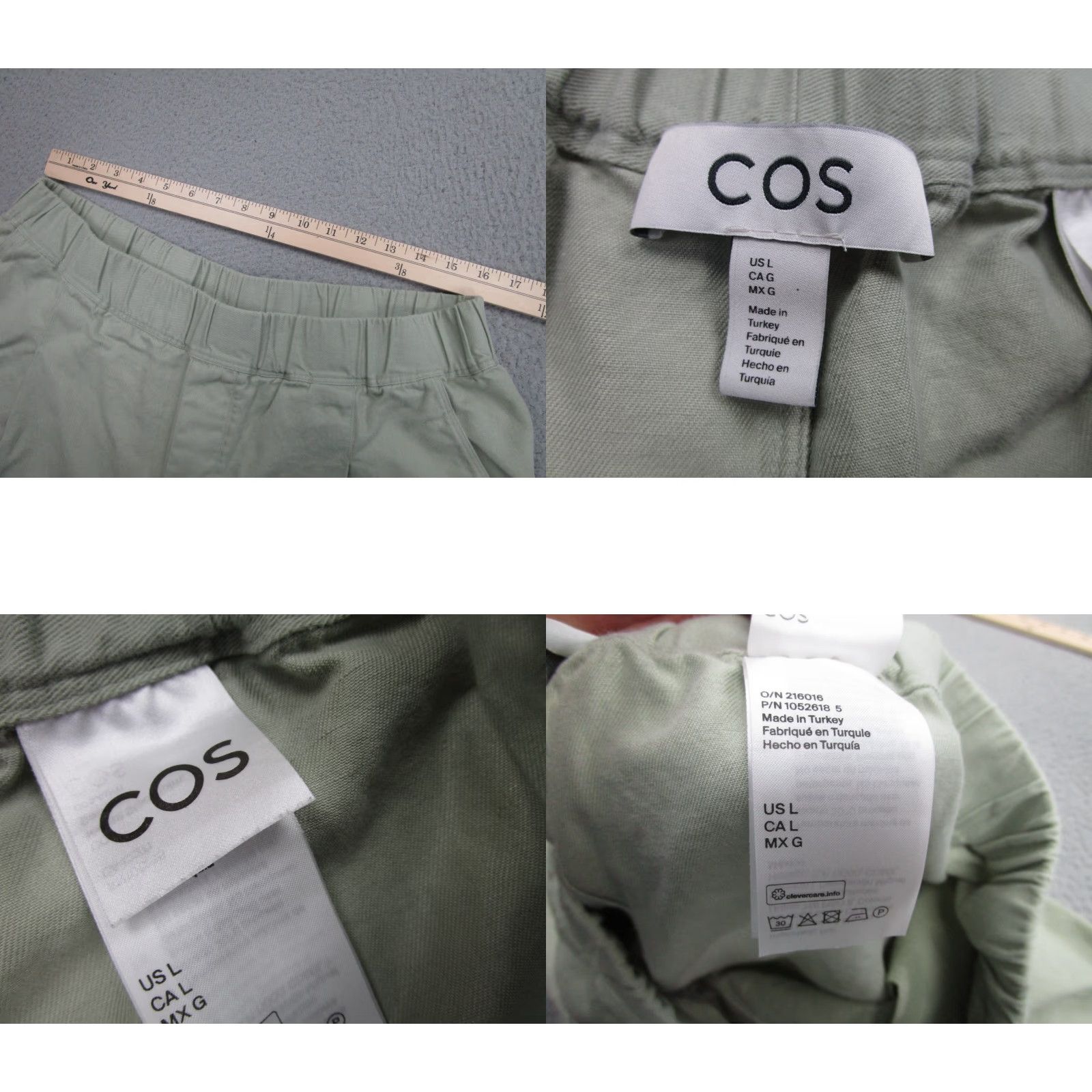 Cos COS Pants Womens L Green Linen Blend Wide-Leg Beach Resort Bohemian Comfort Pockets High-Rise 27in Inseam Vintage? No (but not vintage). Size 36" / US 14 / IT 50 - 8 Thumbnail