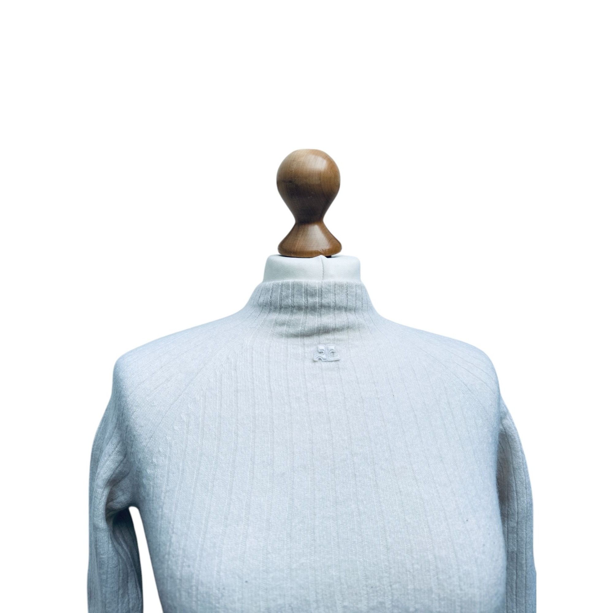 Courreges White Knitted Cashmere Top Size S / US 4 / IT 40 - 2 Thumbnail