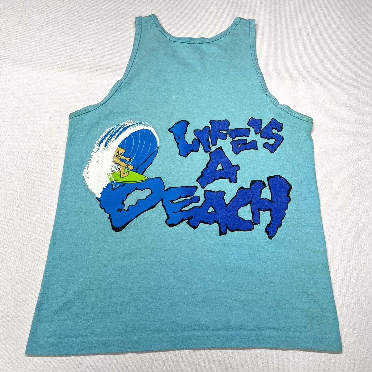 Anvil × Vintage Lifes A Beach Tee Shirt Sleeveless Surf Cartoon 90s Size US L / EU 52-54 / 3 - 1 Thumbnail