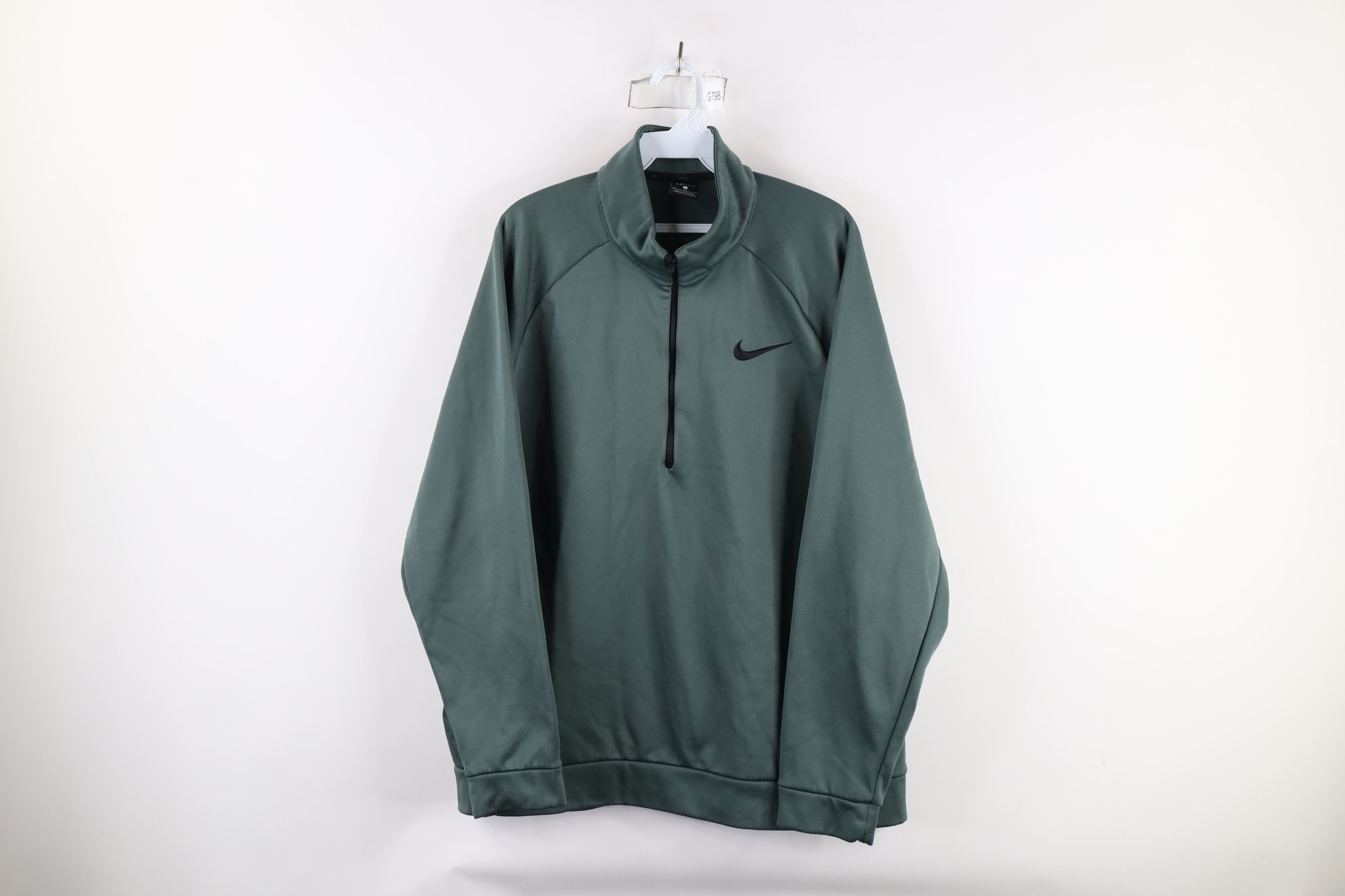 Nike × Vintage Nike Dri-Fit Fleece Lined Half Zip Pullover Sweatshirt Green Size US XL / EU 56 / 4 - 1 Thumbnail