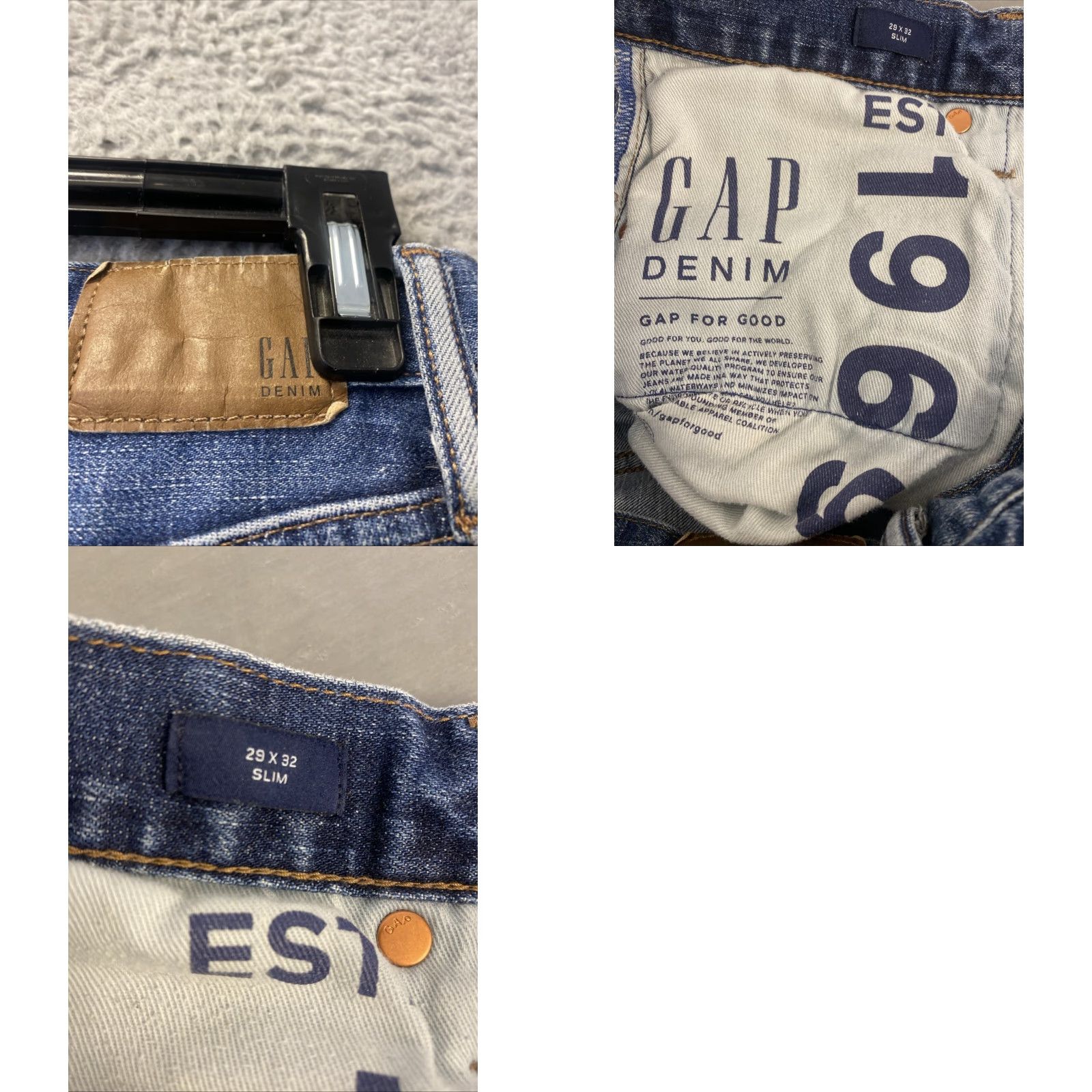 Gap GAP Slim Fit Jeans Mens 29X32 Light Wash Blue Straight Denim USA Size US 29 - 8 Thumbnail