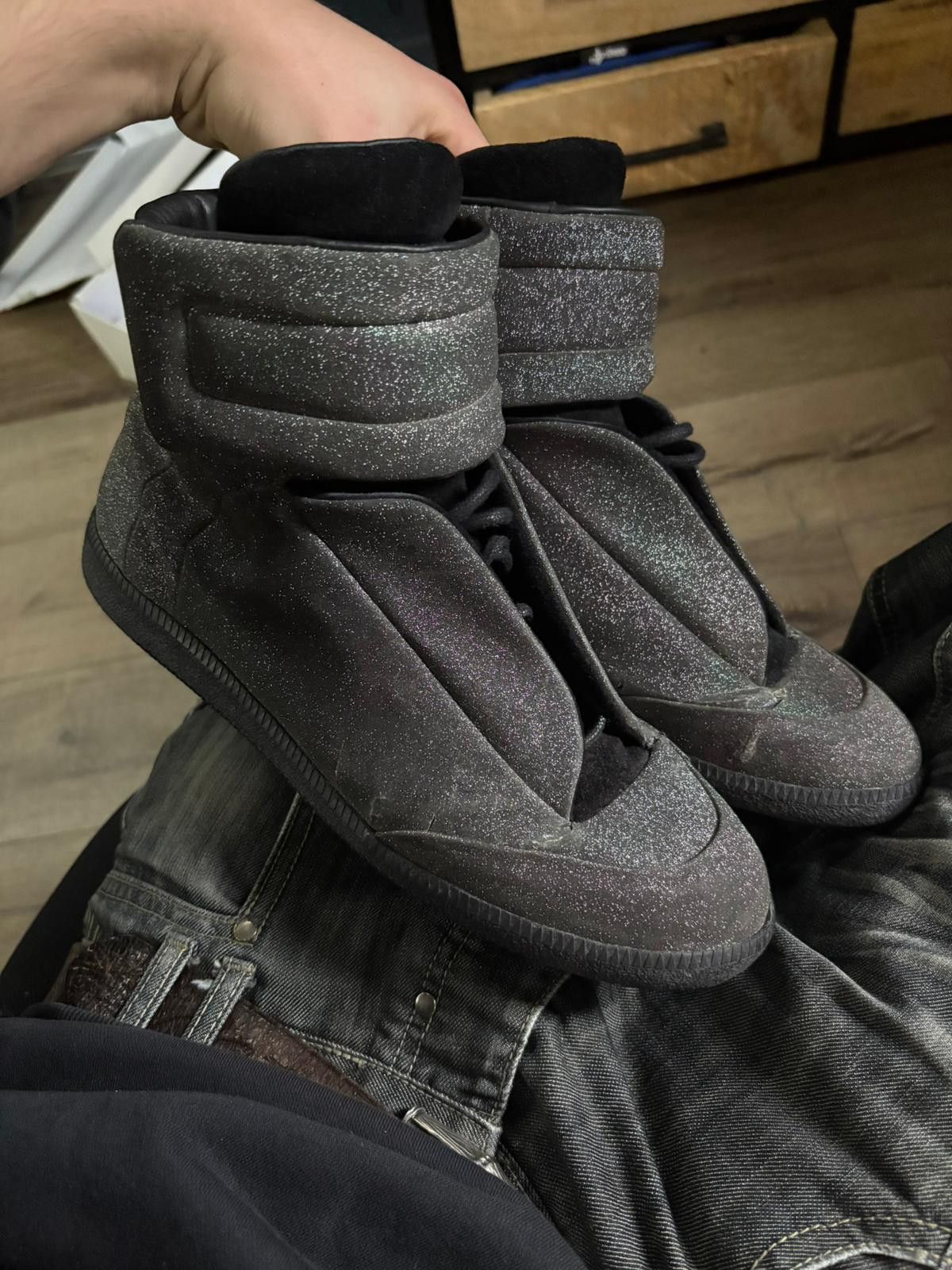 Maison Margiela Maison Margiela 2016 Grey Glitter Future High Top Sneaker Size US 11 / EU 44 - 3 Thumbnail