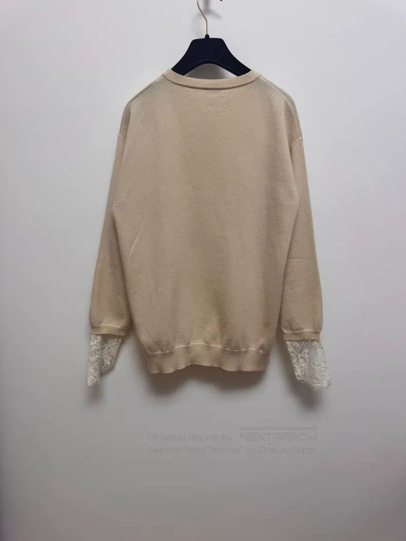 Brunello Cucinelli Brunello Cucinelli Beige Cashmere Lace Sleeve Sweater Size M / US 6-8 / IT 42-44 - 2 Thumbnail
