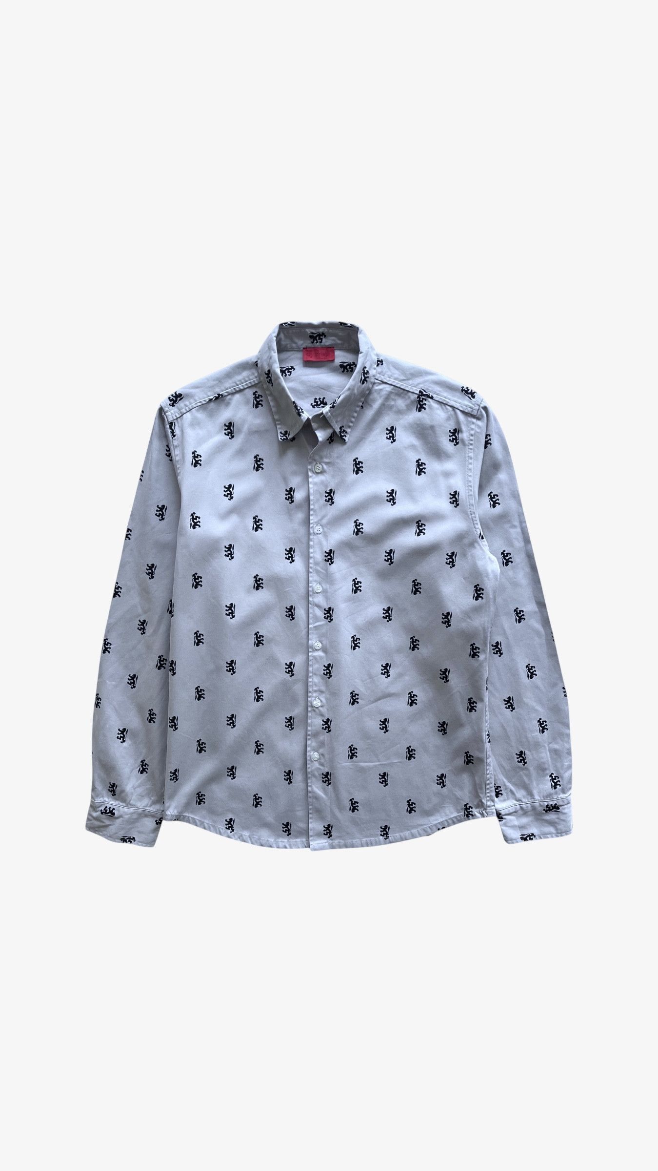 Pringle Of Scotland Vintage Y2K Pringle Geometric Lion Print Grey Shirt Size US M / EU 48-50 / 2 - 1 Thumbnail
