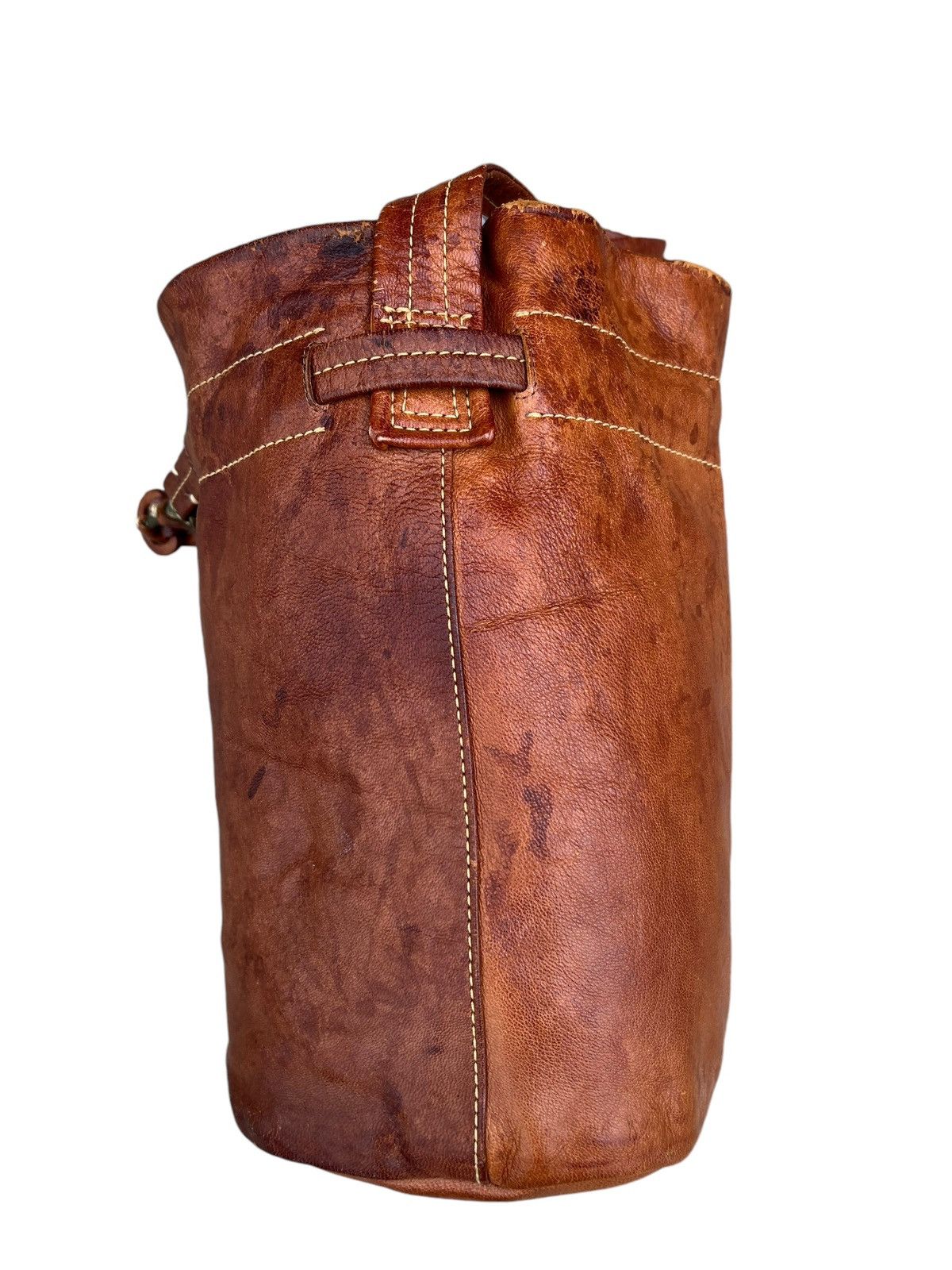 Leather Trashed Genten Japan Distress Patina Leather Bag Bucket Size ONE SIZE - 14 Thumbnail