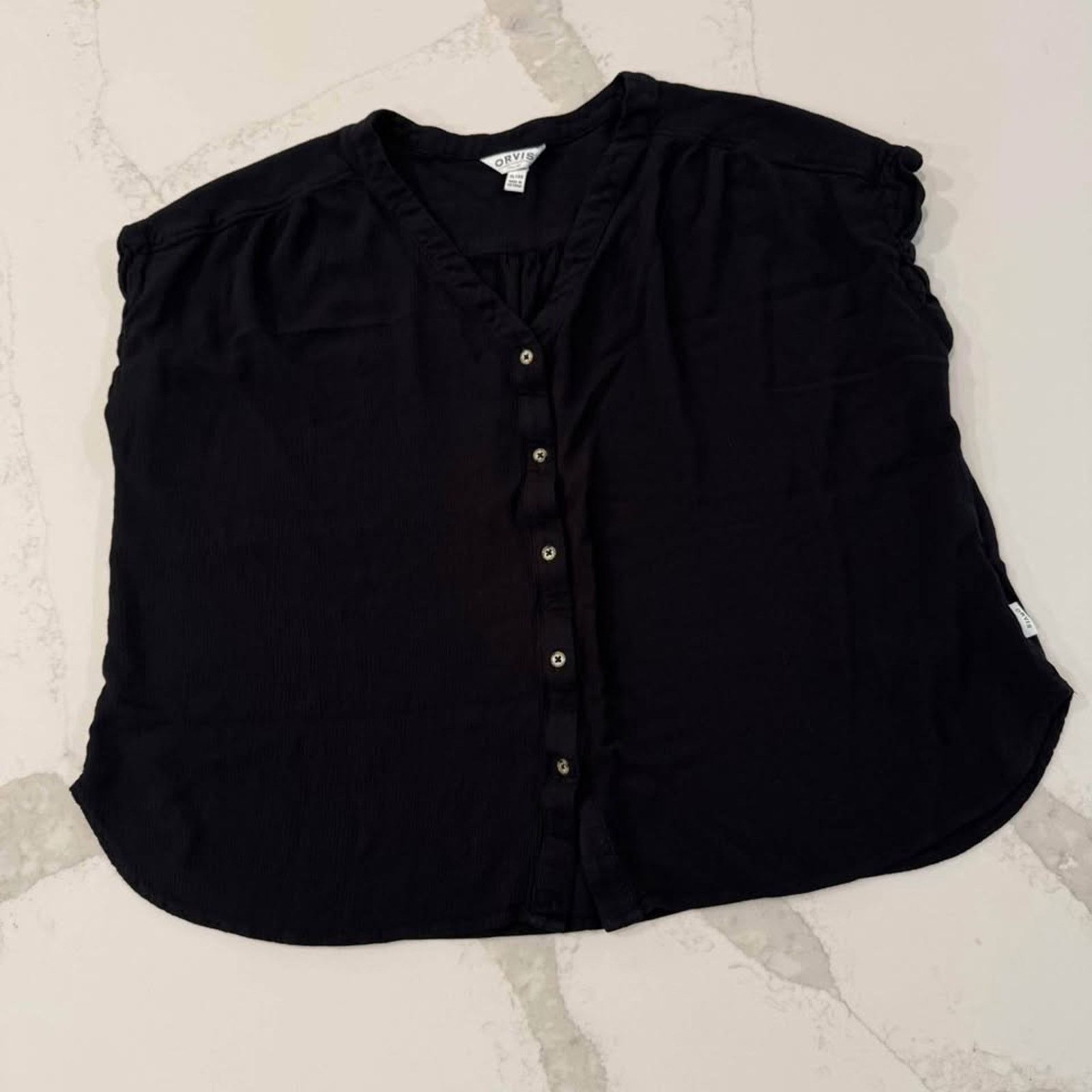 Orvis Orvis Short Sleeve Button Front V-Neck Blouse Women's XL Size XL / US 12-14 / IT 48-50 - 1 Thumbnail