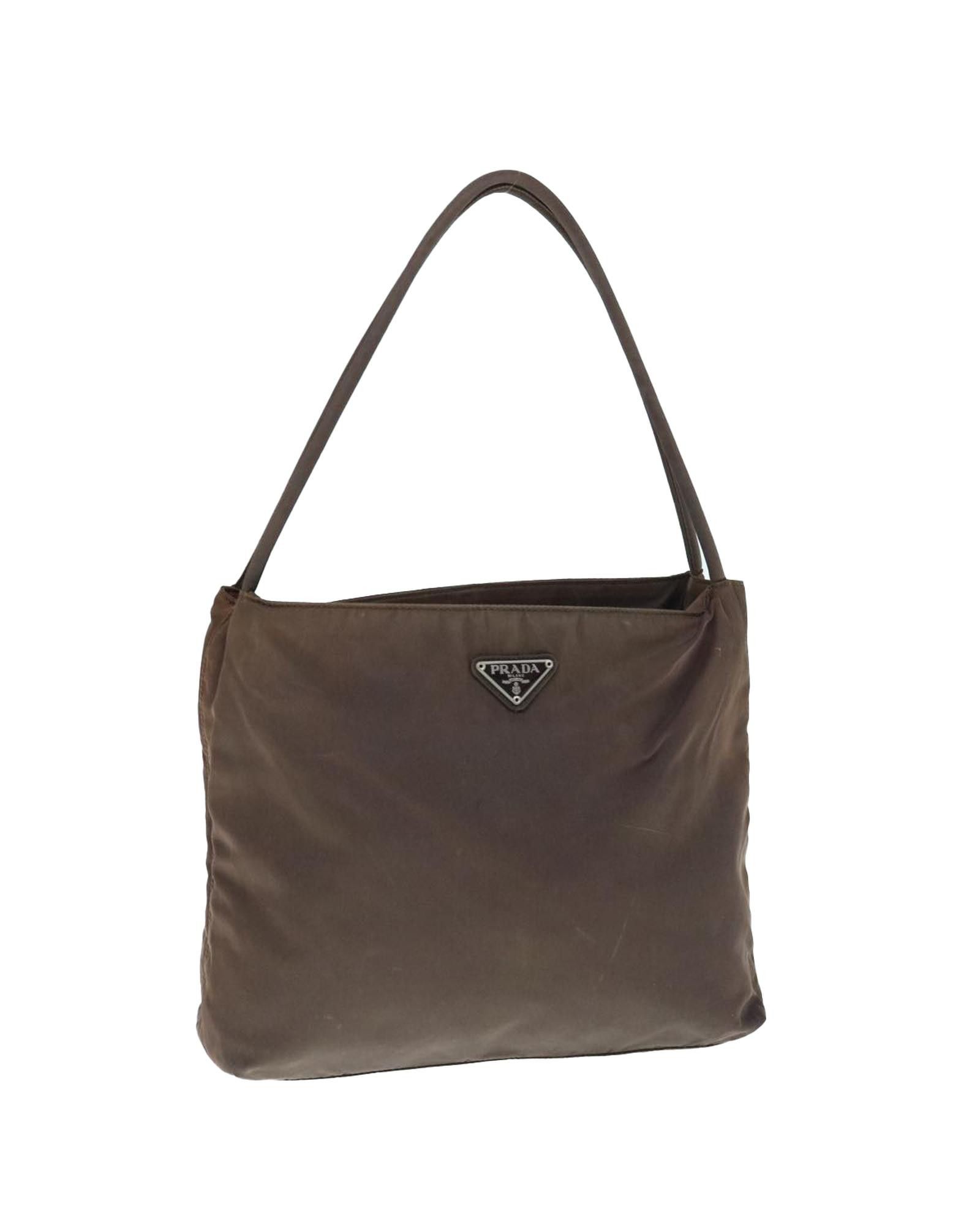 image of Prada Elegant Brown Synthetic Bag With Practical Design By Renowned Luxury Brand, Women's