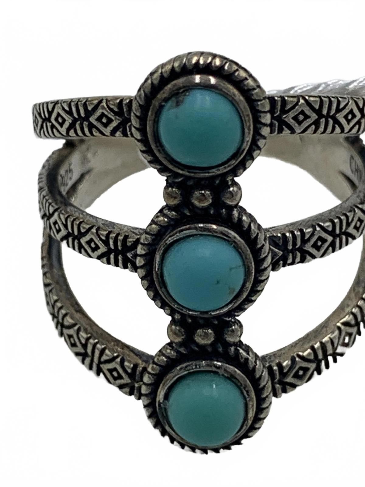 Other Felicia Design FD Sterling Silver Turquoise Engraved Ring Size ONE SIZE - 1 Thumbnail