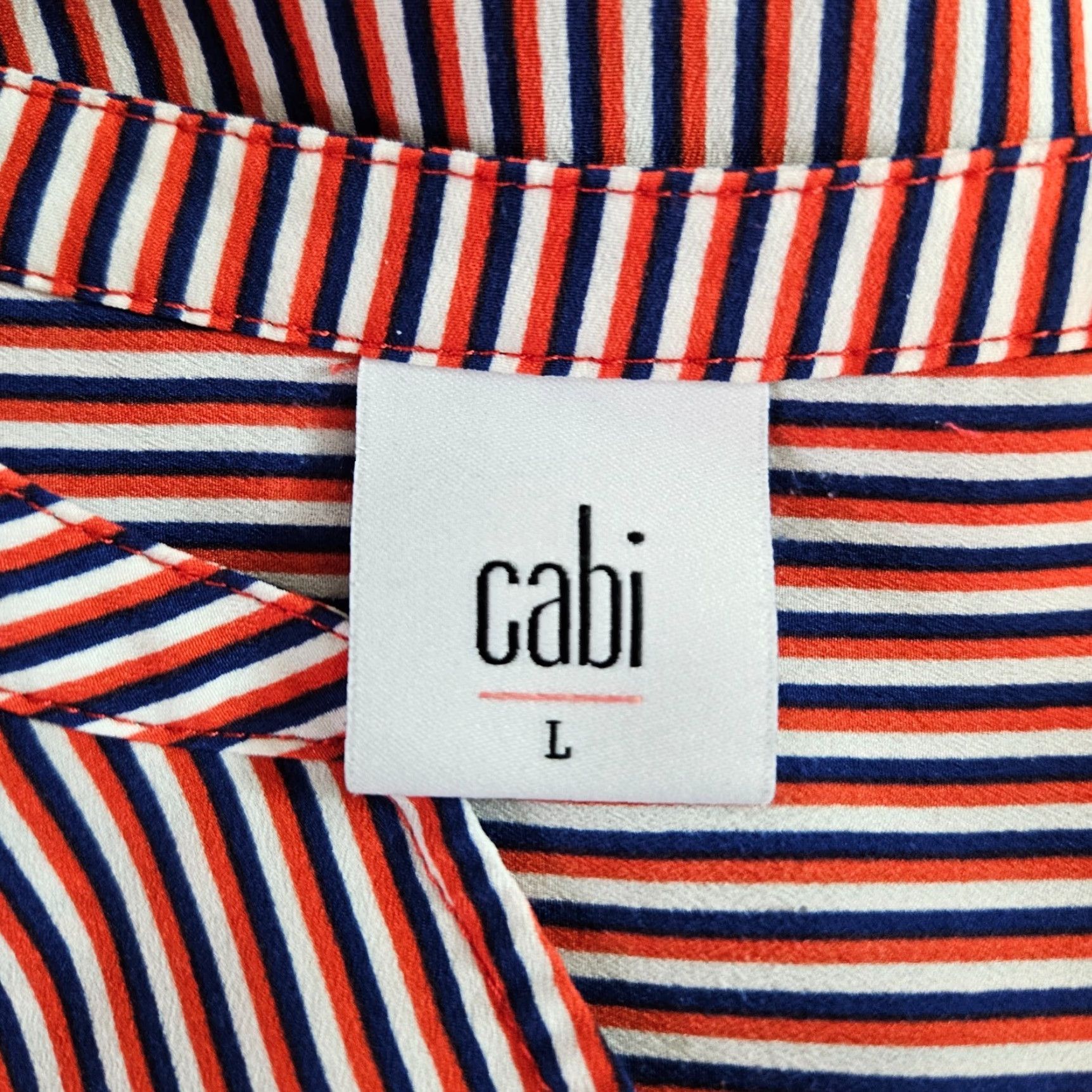 Vintage Cabi 5335 Womens Franklin Blouse Striped Long Sleeve Pullover Red Blue Sz L Size L / US 10 / IT 46 - 5 Thumbnail