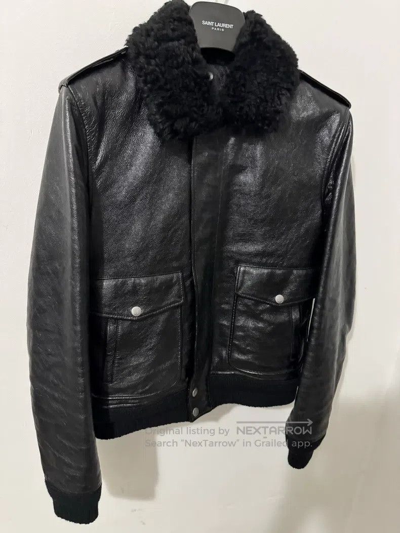 Saint Laurent Paris Saint Laurent Paris Fur Collar Oiled Leather Pilot Jacket Size US S / EU 44-46 / 1 - 3 Thumbnail