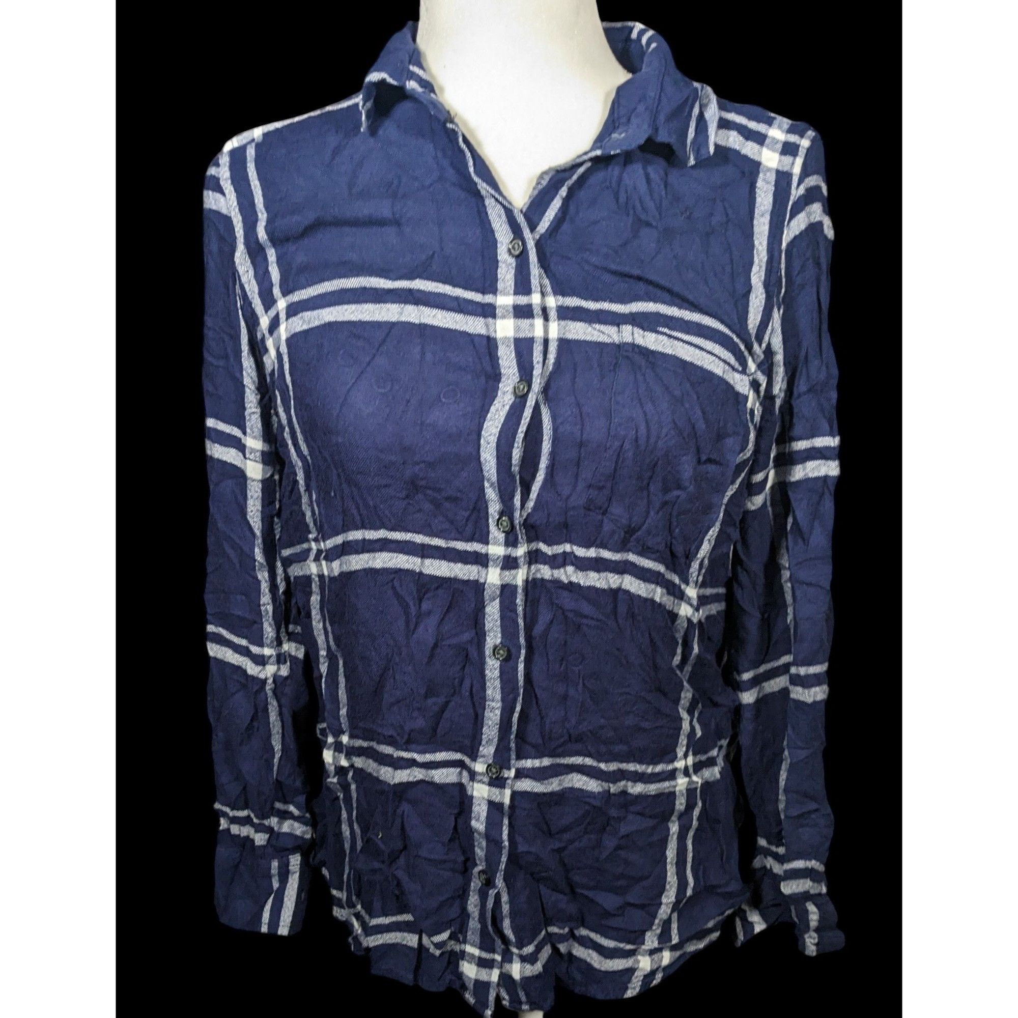 Old Navy Old Navy "The Classic Shirt" Blue And White Plaid Button Dow Size S / US 4 / IT 40 - 1 Thumbnail