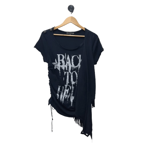 Beauty Beast ☠️ Hell cat punks 'back to hell' punk rock gothic emo shirt Size M / US 6-8 / IT 42-44 - 1 Thumbnail
