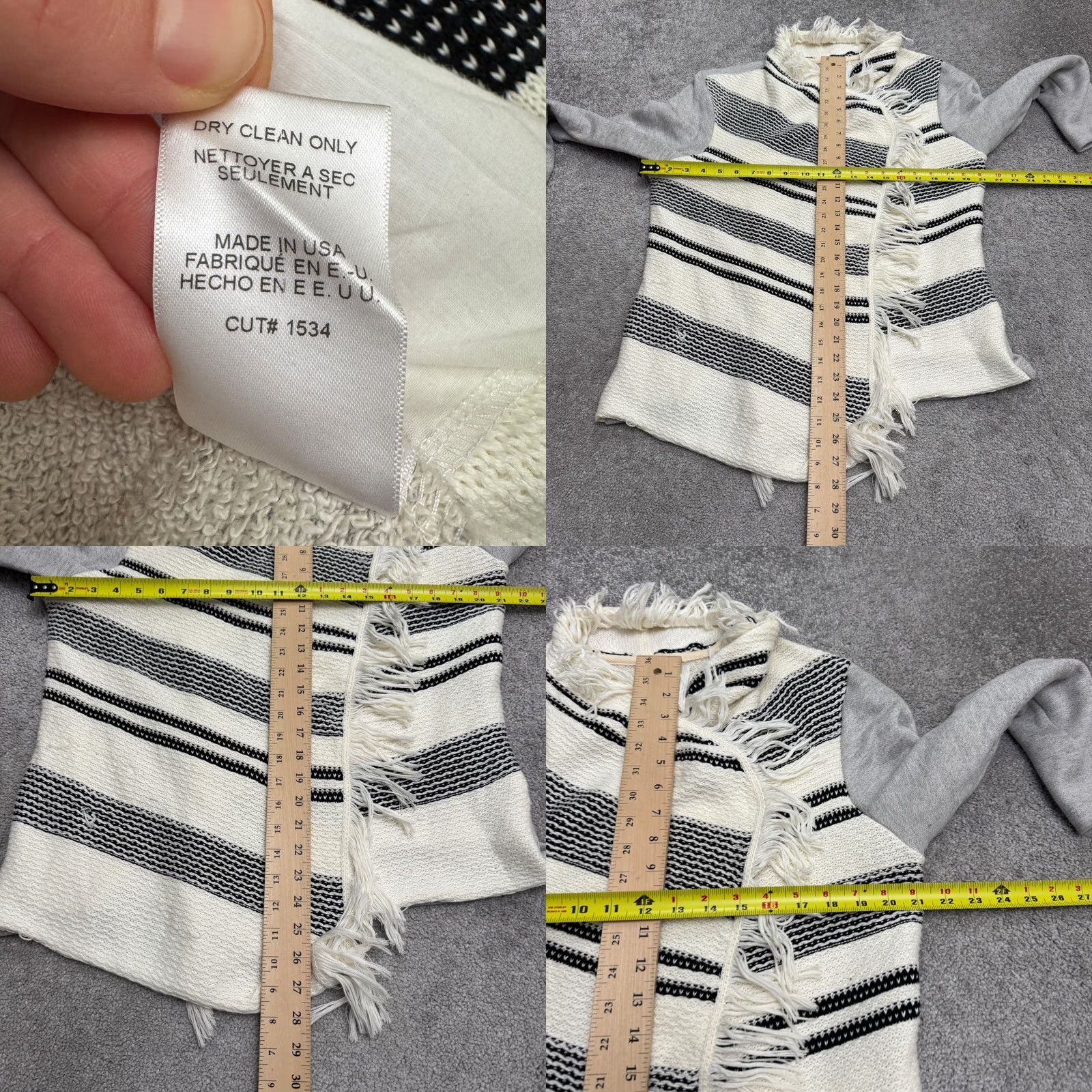 Anthropologie Anthropologie Dolan Left Coast Fringe stripe Wrapped Cardigan Sweater Large Gray Women Size L / US 10 / IT 46 - 9 Thumbnail