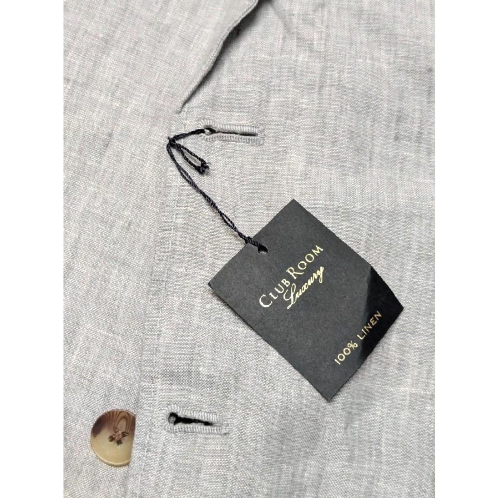 Club Room VINTAGE Club Room Blazer Shirt Mens 38R Slate Gray Linen Blazer NWT Hatched Two-Button Notch Lapel Dun Size 38R - 7 Thumbnail
