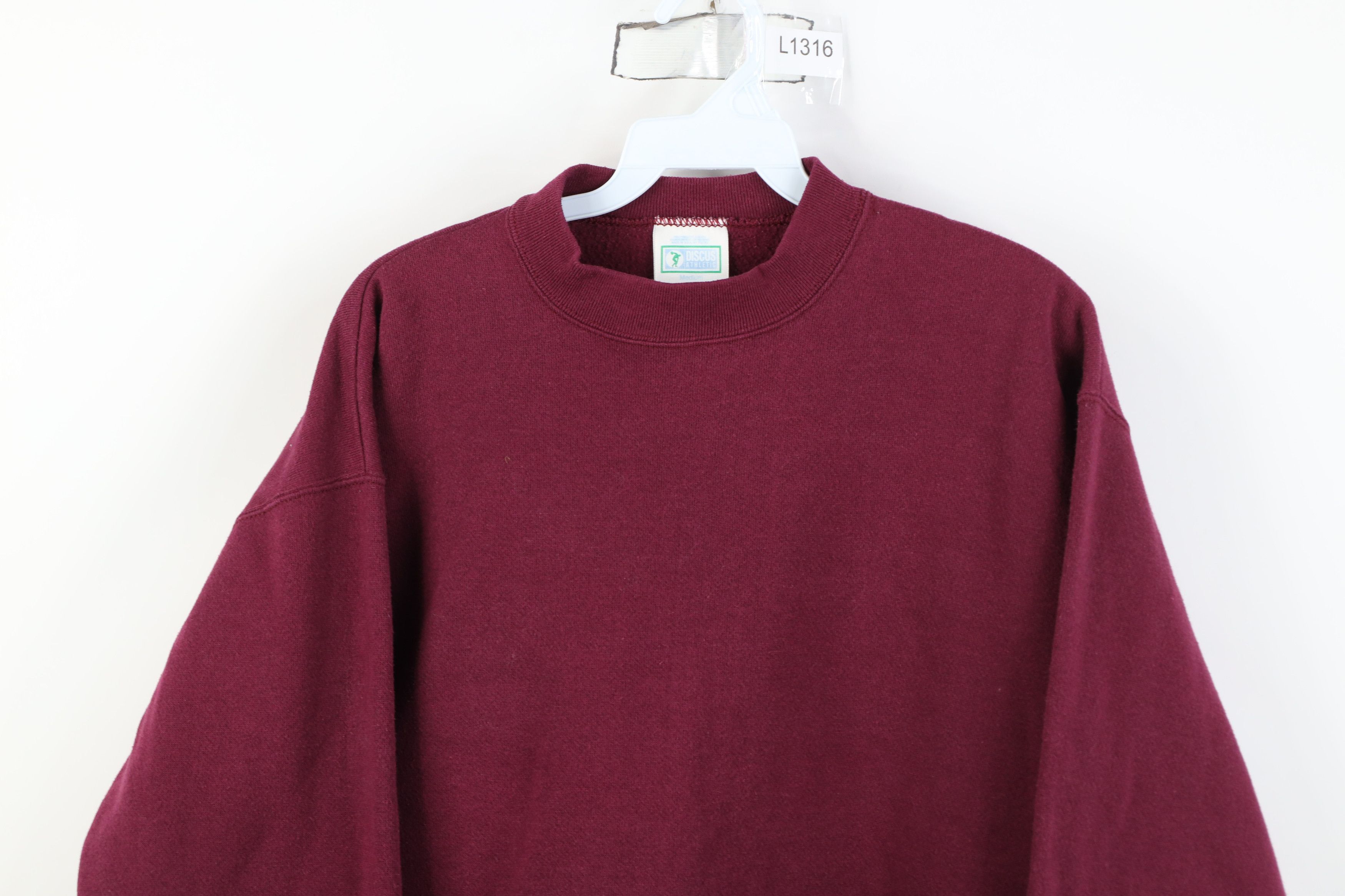 Vintage Vintage 90s Streetwear Blank Gusset Sweatshirt Maroon USA Size US M / EU 48-50 / 2 - 2 Thumbnail