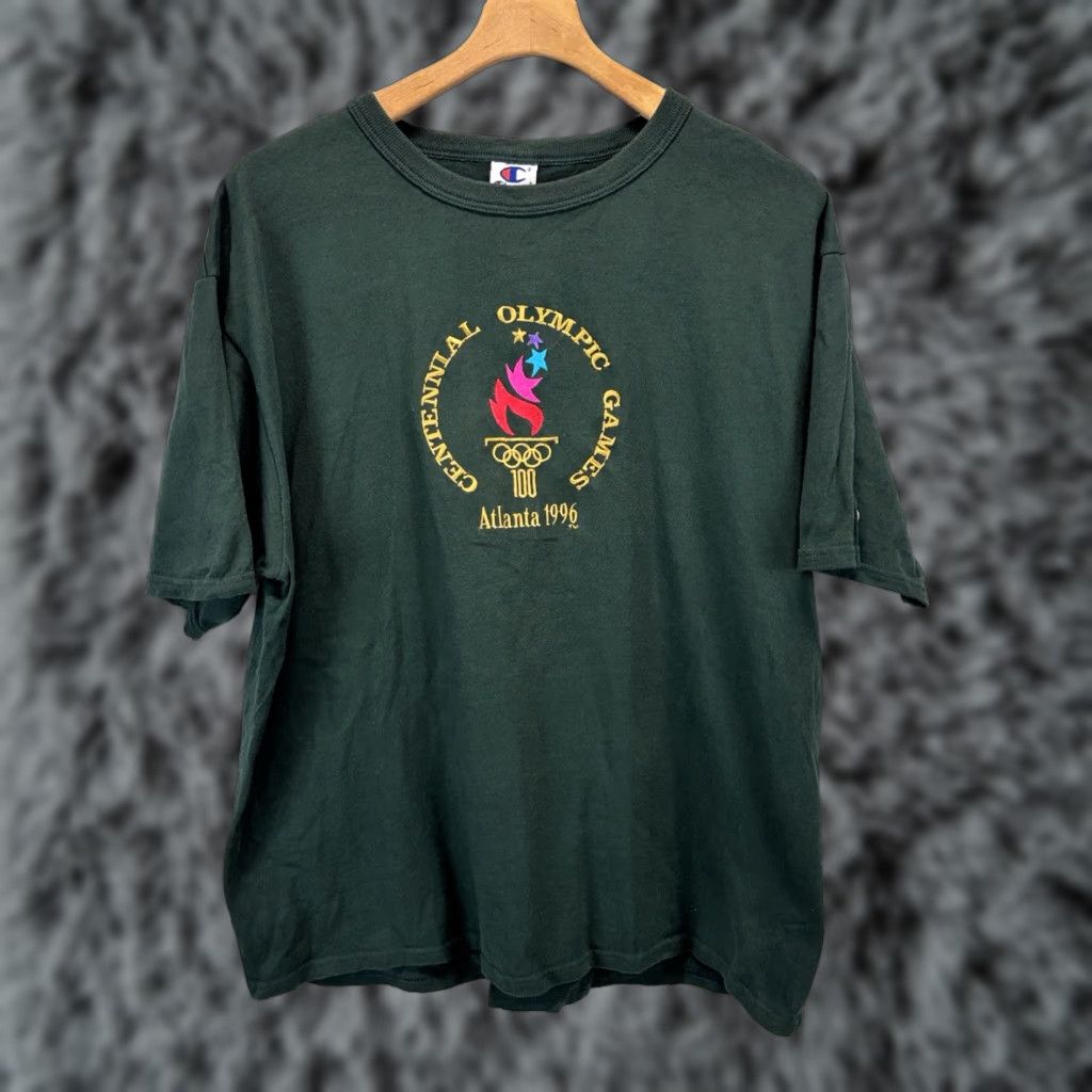 Champion VINTAGE Champion T-Shirt Men XL Dark Green 90s Olympics Atlanta 1996 Embroidered Sports Size US XL / EU 56 / 4 - 1 Thumbnail