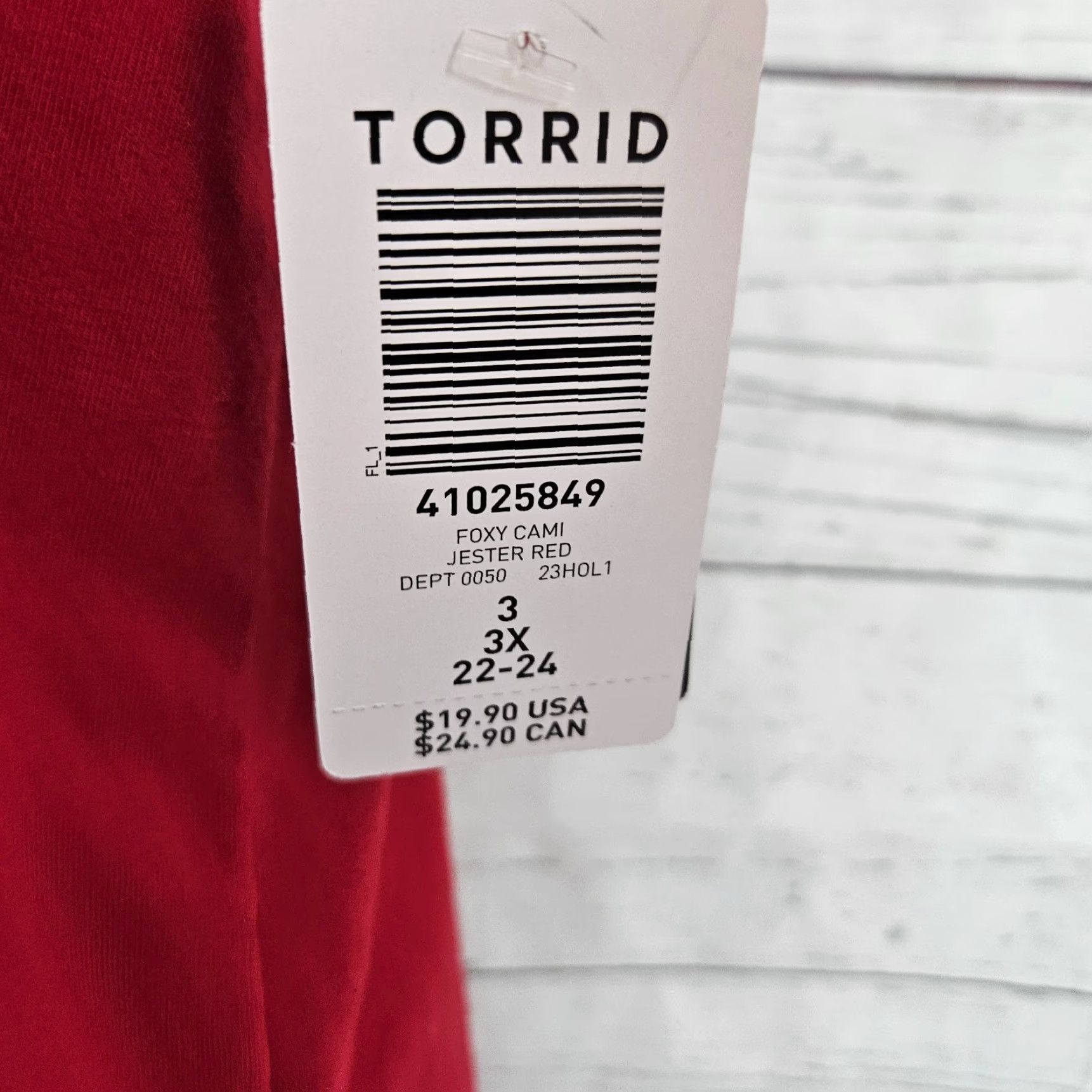 Torrid Torrid Womens Cami Size 3X Solid Red Cotton Blend Adjustable Straps Tank Camisole Womens Plus Size Size XXL / US 16-18 / IT 52-54 - 3 Thumbnail