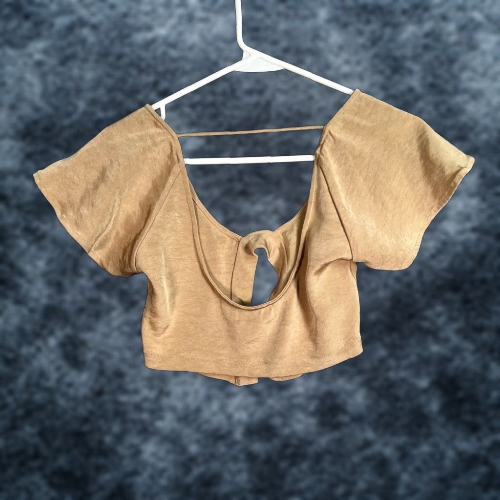 Vintage Ajai Alaie Womens XS Handmade In India Beige Tie-Front Crop Top Size XS / US 0-2 / IT 36-38 - 1 Thumbnail