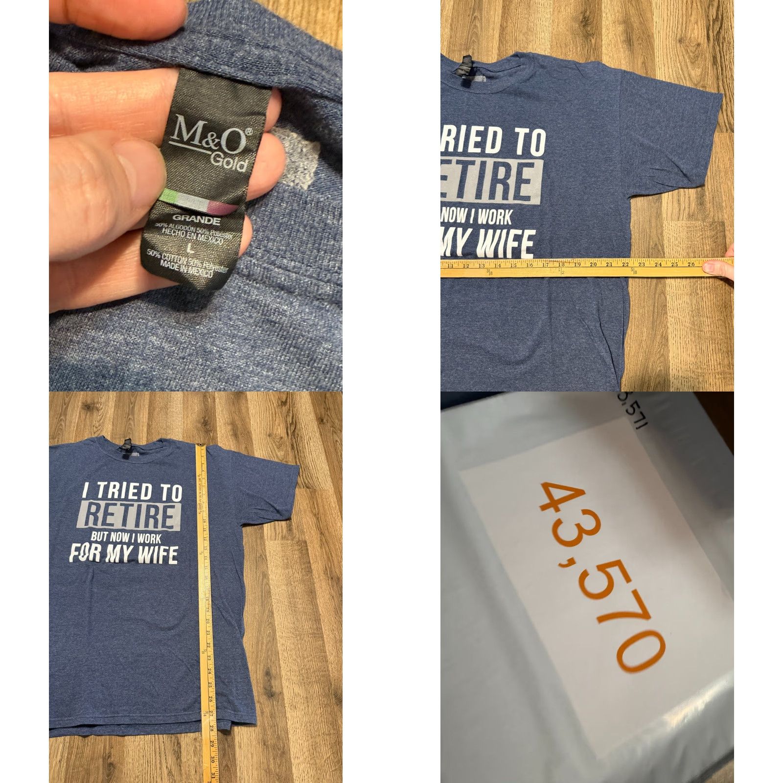 Gildan Gildan Men's Size L Blue I Tried To Retire But now I work For My Wife T-Shirt Size US L / EU 52-54 / 3 - 8 Thumbnail