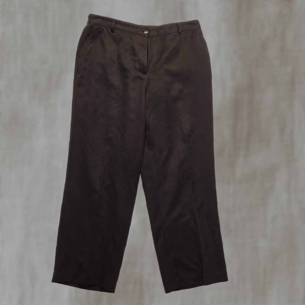Vintage Alia Pull On Elastic Waist Brown Pants Women 14P Petite High Rise Size 36" / US 14 / IT 50 - 1 Thumbnail