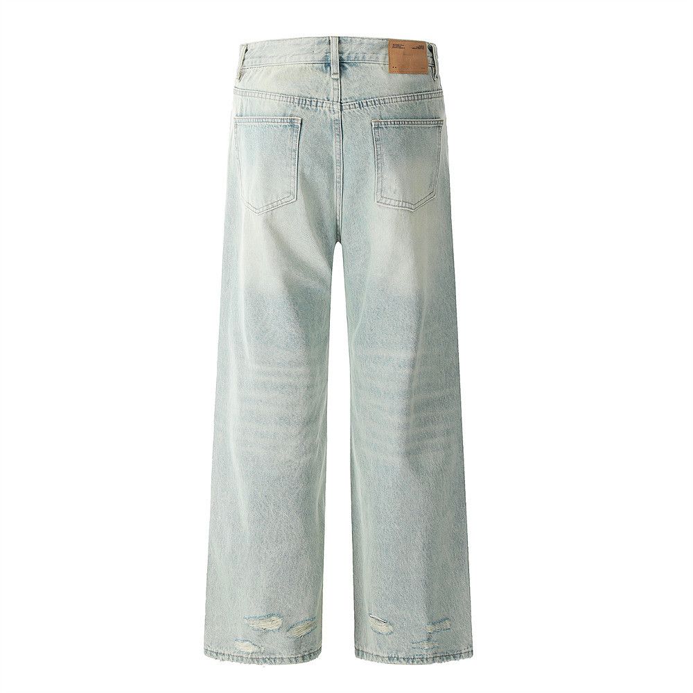 Japanese Brand × Jean Men's casual punk light washed distressed loose ripped jeans Size US 32 / EU 48 - 3 Thumbnail