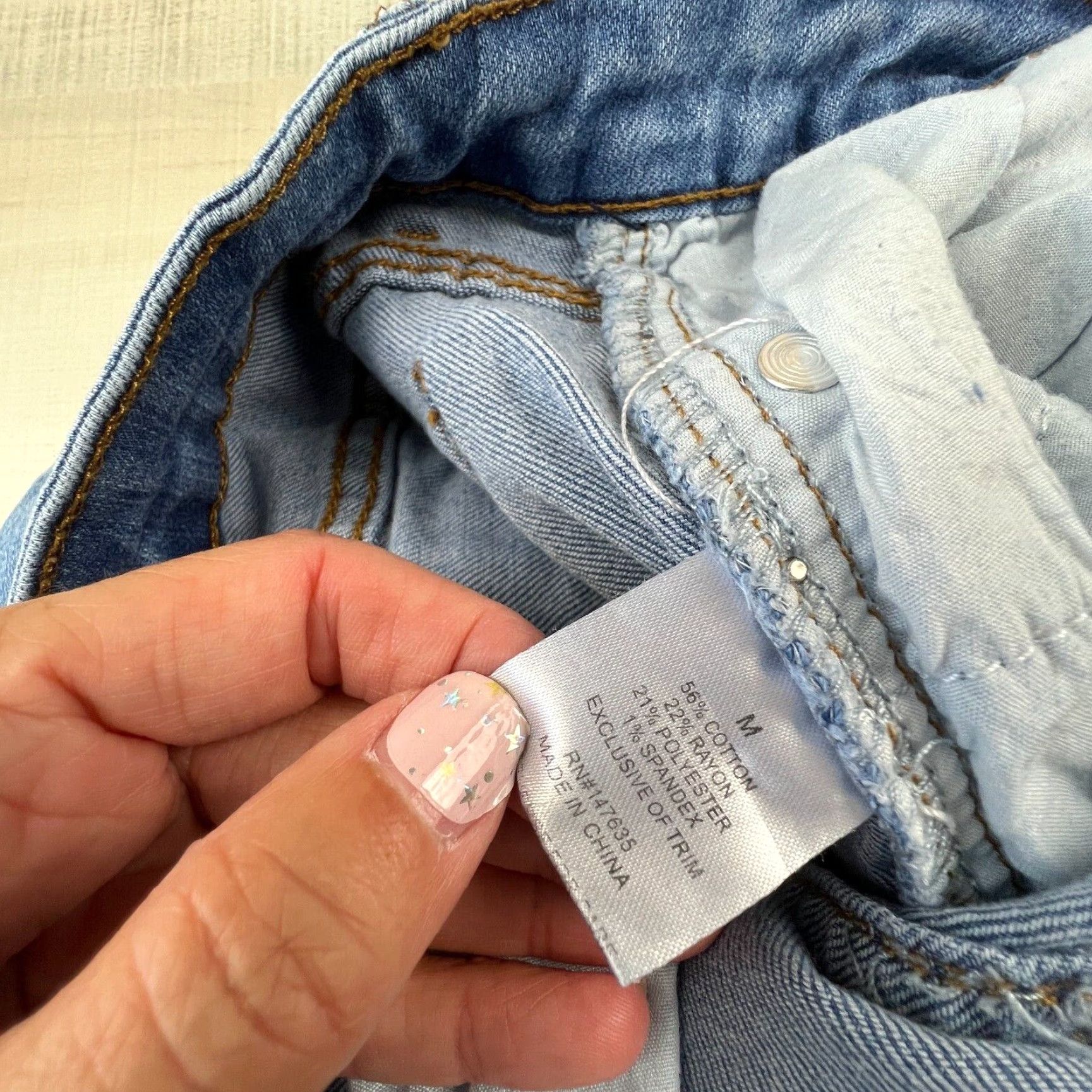 Vintage Romeo & Juliet Womens Medium Blue Skinny Distressed Denim Jeans Star Embellishment Size 32" / US 10 / IT 46 - 5 Thumbnail