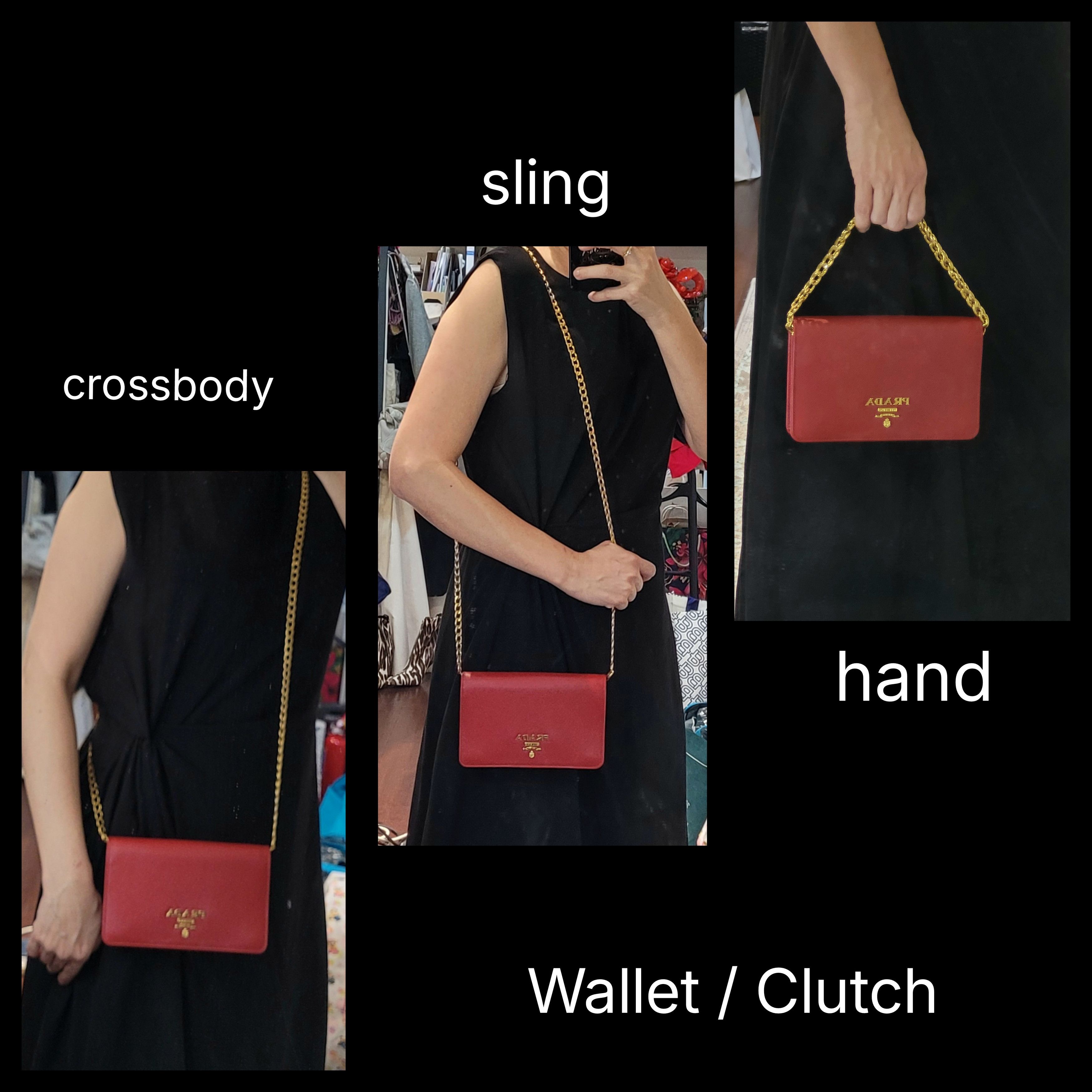 Prada Prada Crossbody Wallet on Chain Saffiano Lux Leather 1BP006 Size ONE SIZE - 3 Thumbnail