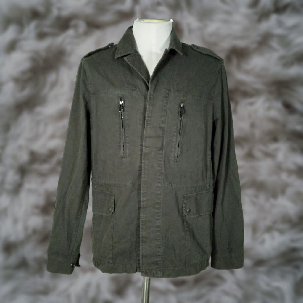 Allsaints ALLSAINTS Sport Coat Jacket Men Olive Green Cotton 4 Pocket Four-Button Notch Lapel Hunting/Business Casual L Reg Size US L / EU 52-54 / 3 - 1 Thumbnail