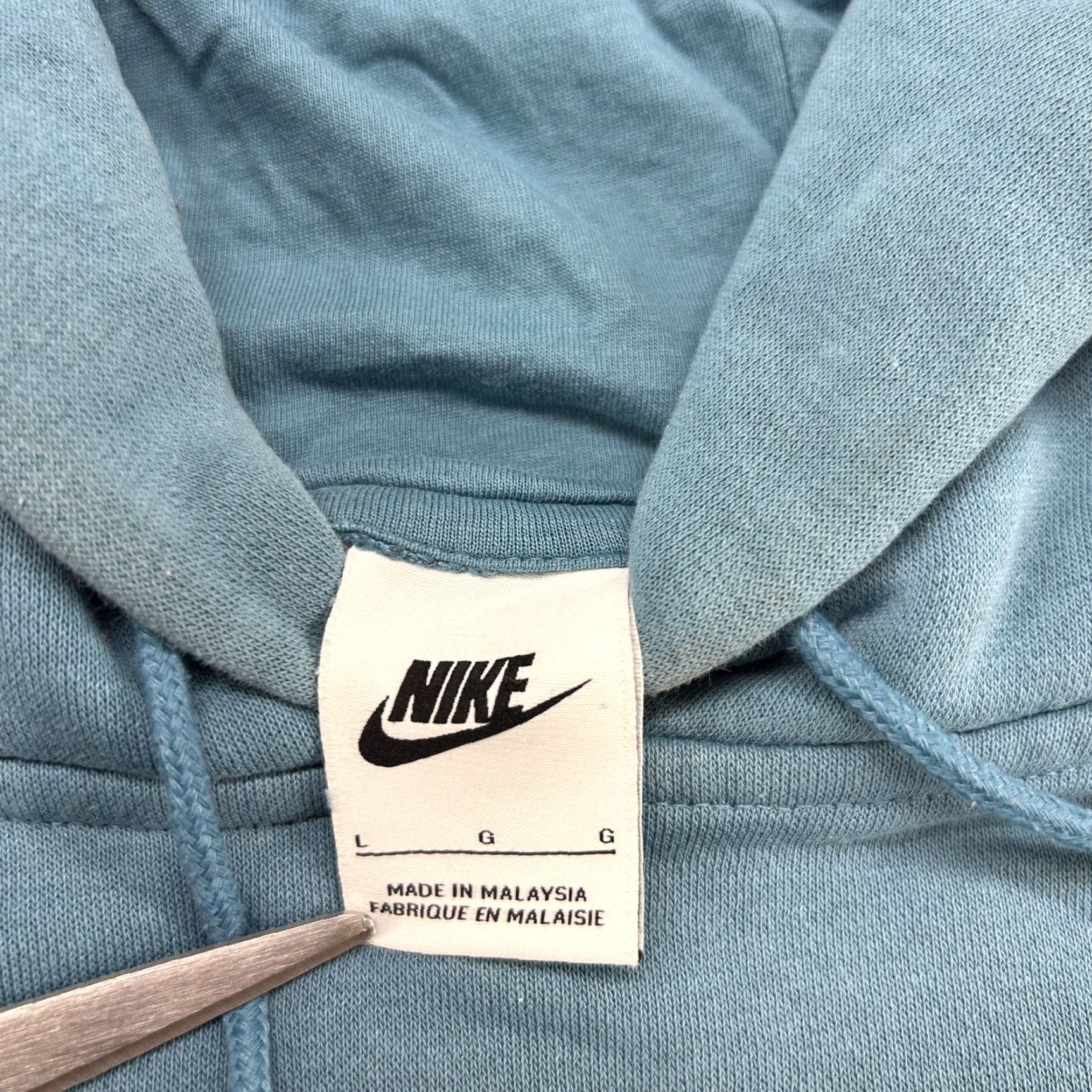 Nike Nike Hoodie Womens L Blue Center Swoosh Club Fleece Pullover Sweatshirt Cotton Size L / US 10 / IT 46 - 4 Thumbnail