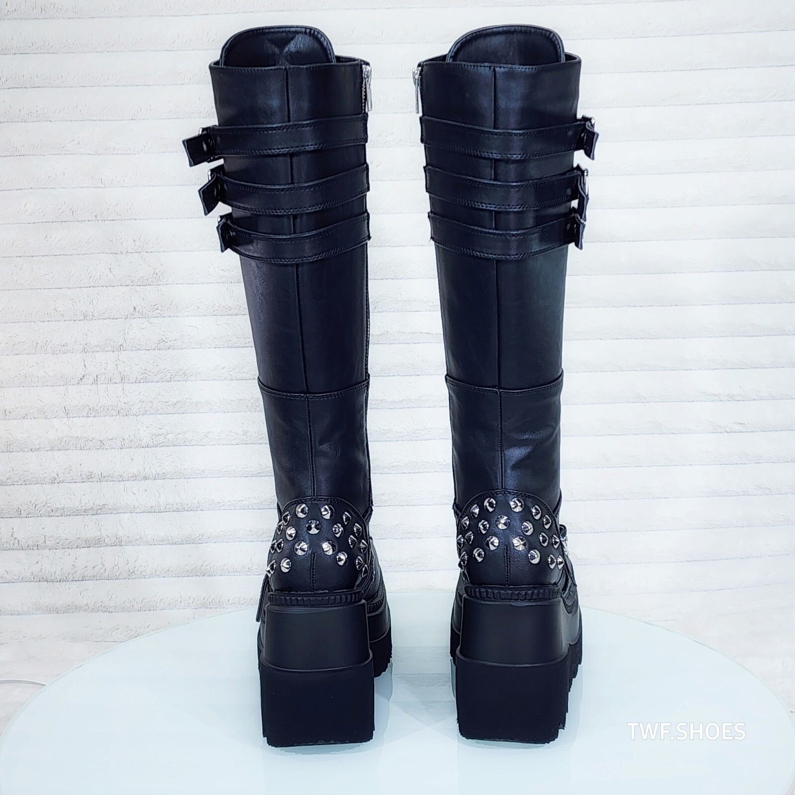 Other DEMONIA Shaker 225 Black Matte Platform 4.5" Wedge Heel Spik Size US 6 / IT 36 - 3 Thumbnail