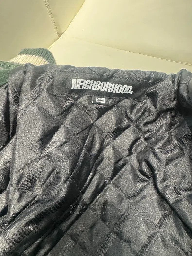 Neighborhood Neighborhood Wool Leather Sleeve Baseball Jacket Olive Col Size US L / EU 52-54 / 3 - 5 Thumbnail