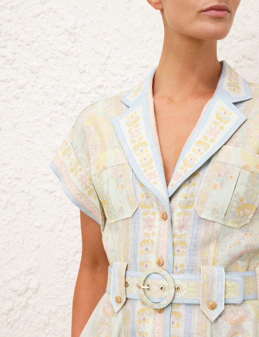 Zimmermann oc11z1025 Acacia Mini Shirt Dress in Multicolor Size M / US 6-8 / IT 42-44 - 2 Thumbnail