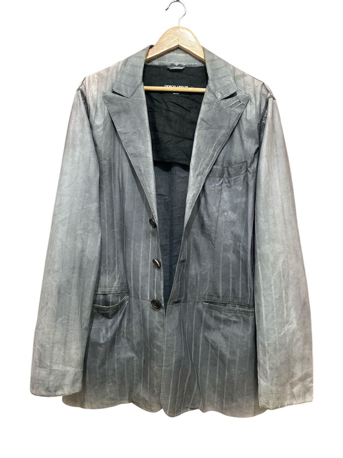 Giorgio Armani Giorgio Armani Borgo 21 Leather Kangaroo Stripe Jacket Size US M / EU 48-50 / 2 - 3 Thumbnail