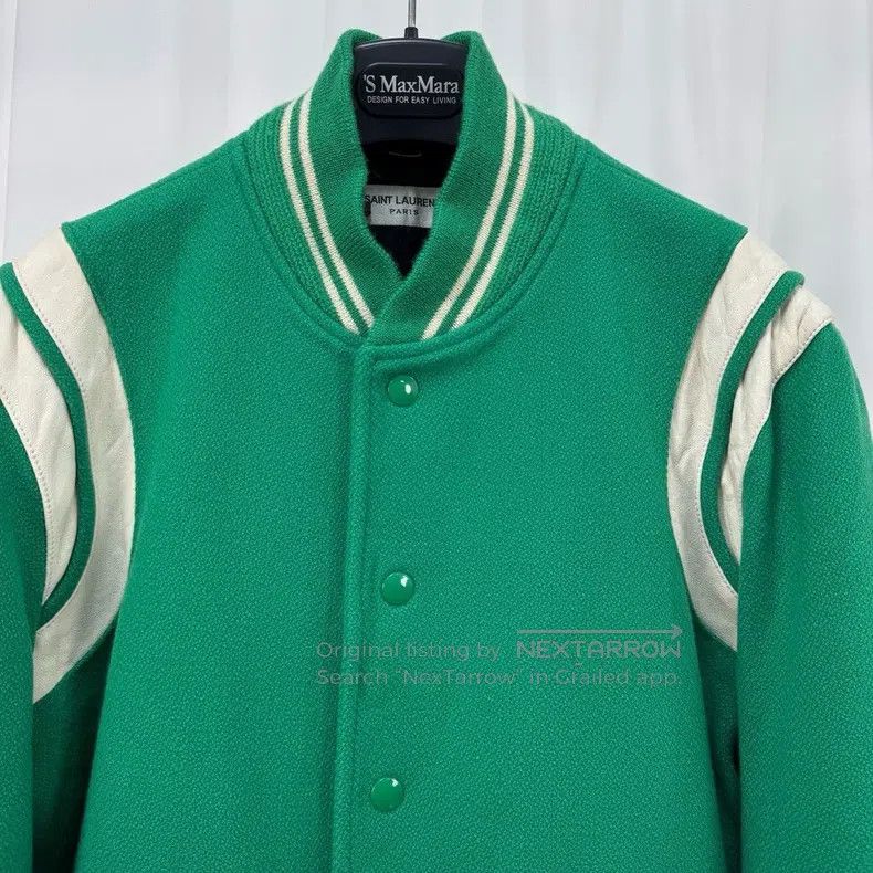 Saint Laurent Paris Saint Laurent Paris Green Wool Baseball Jacket Size US S / EU 44-46 / 1 - 3 Thumbnail