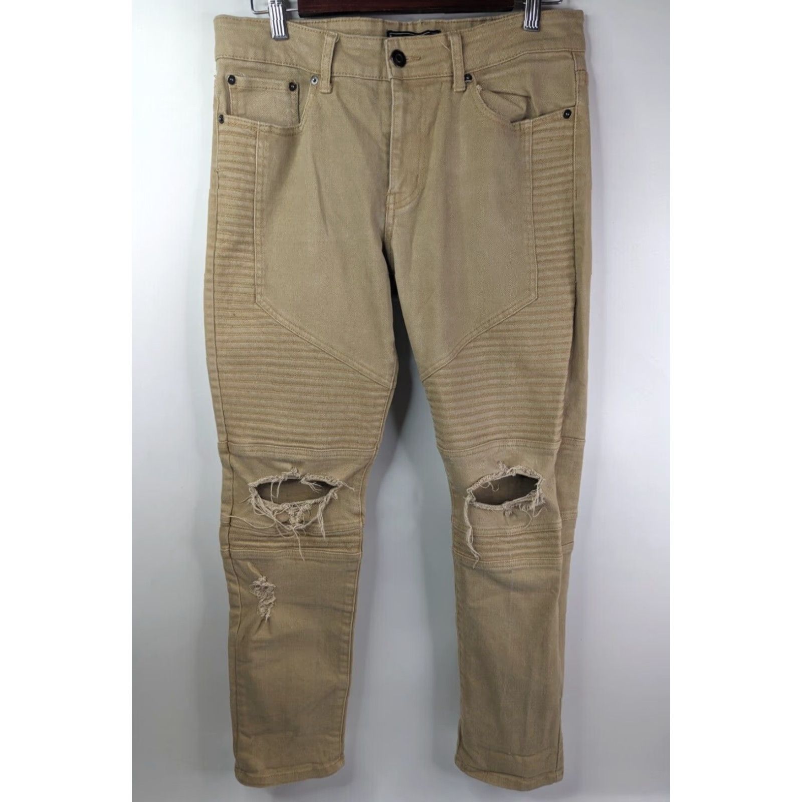 Forever 21 FOREVER 21 Jeans Men Denim Beige Slim Skinny Distressed 5-Pocket Design Beiges Size 32x30 Size US 32 / EU 48 - 2 Thumbnail