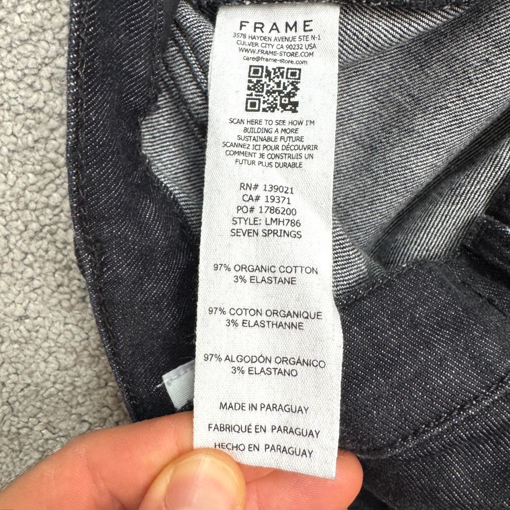 Frame Frame Jeans Mens 32x32 Black Organic Cotton L'Homme Slim Seven Springs Denim Size US 32 / EU 48 - 6 Thumbnail