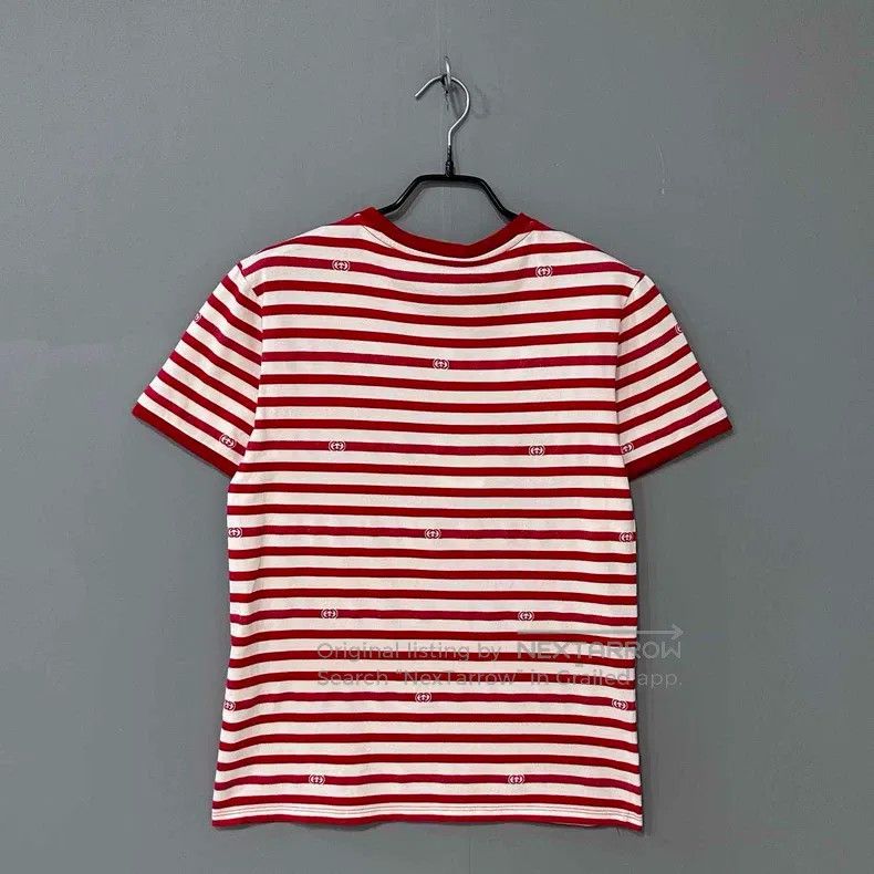 Gucci Gucci Size12 Red and white striped full print short sleeves Size L / US 10 / IT 46 - 3 Thumbnail