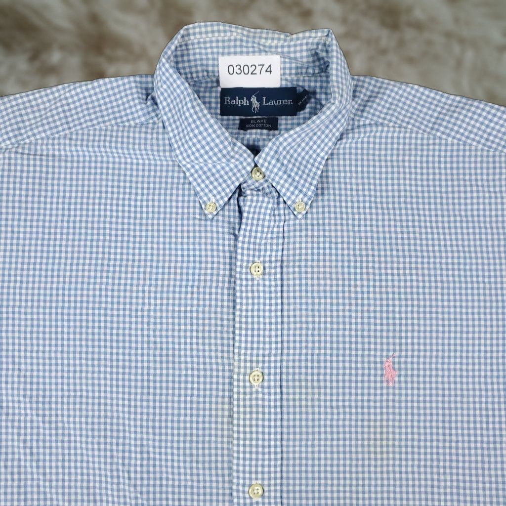 Ralph Lauren Ralph Lauren Button-Up Shirt Mens Large Blue Check Short Sleeve Casual Workwear Size US L / EU 52-54 / 3 - 1 Thumbnail