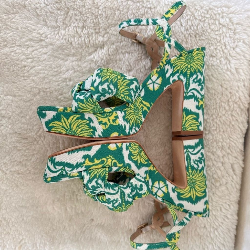 Antonio Maurizi Antonio Melani Mya Royal Palm Print Braided Platform Dress Size US 8 / IT 38 - 7 Thumbnail