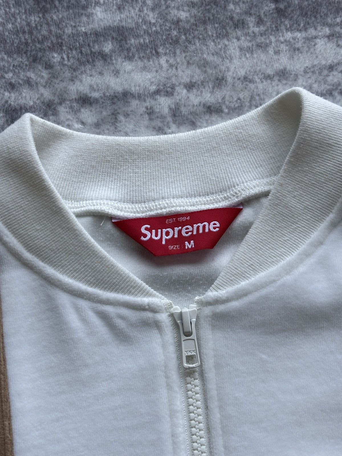 Supreme SS18 Supreme Velour Zip Up Jacket Tan Blue Small 2018 Size US M / EU 48-50 / 2 - 7 Thumbnail
