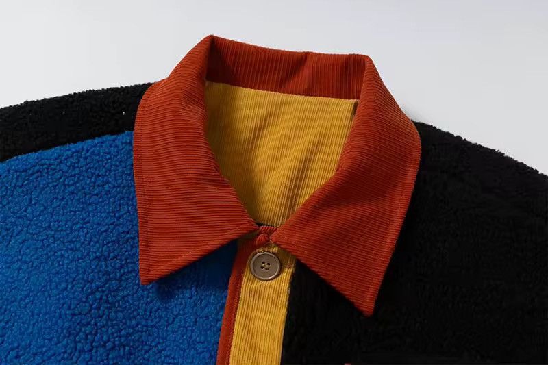 Japanese Brand Streetwear Fluffy Sherpa Colorblock Jacket Retro Style Size US XL / EU 56 / 4 - 3 Thumbnail