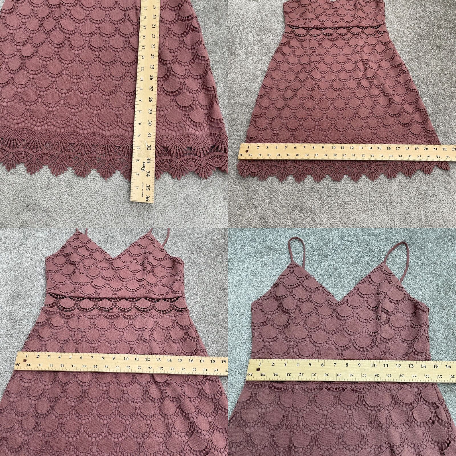 AQUA Aqua Dress Midi Lace Pink Womens Large Spaghetti Sleeveless V-Neck Zip Tank Dress Lightweight Lined Size L / US 10 / IT 46 - 8 Thumbnail