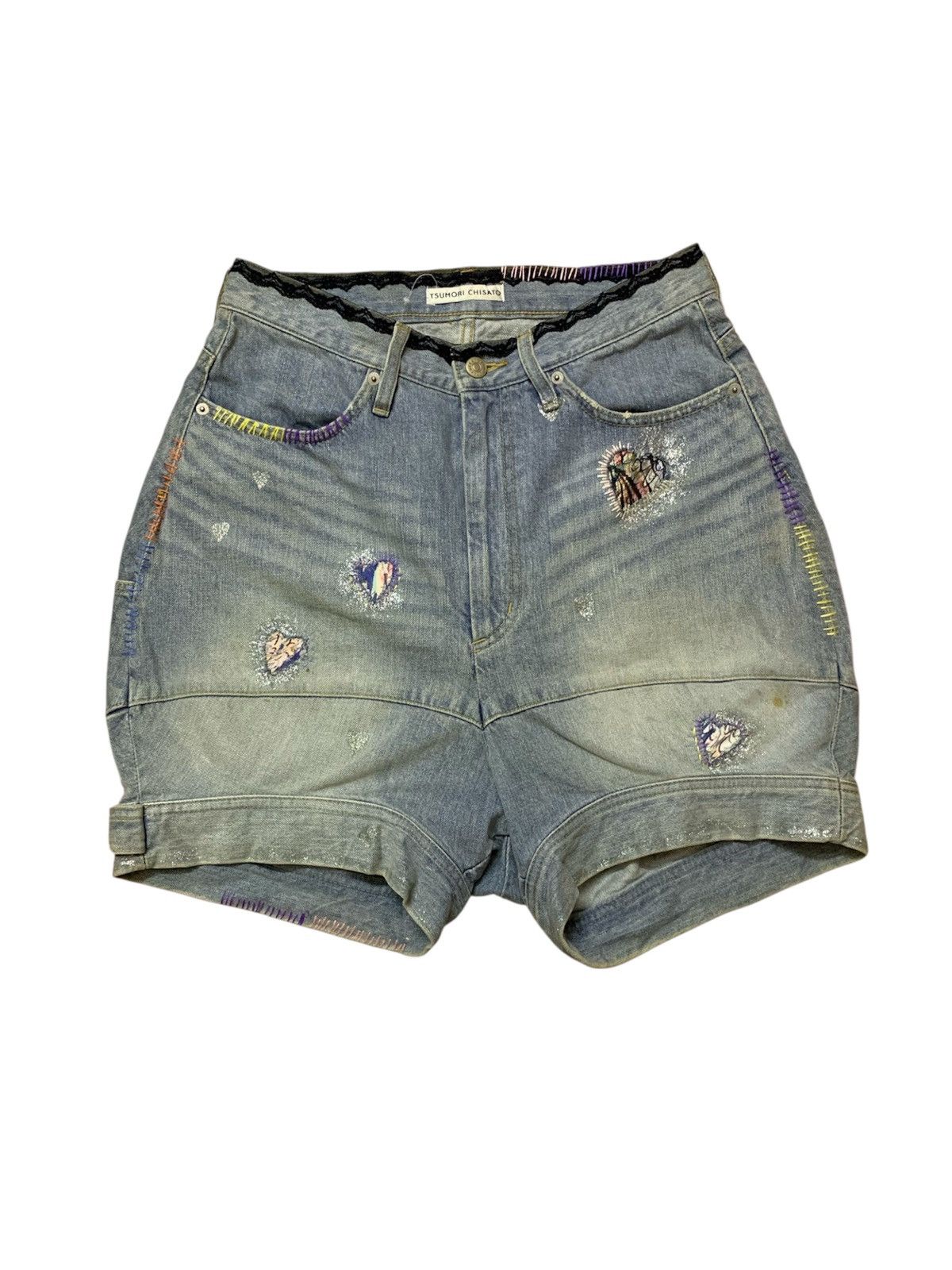 Tsumori Chisato Tsumori Chisato Short Washed Denim ‘Love’ Custom Art Size 29" - 1 Thumbnail
