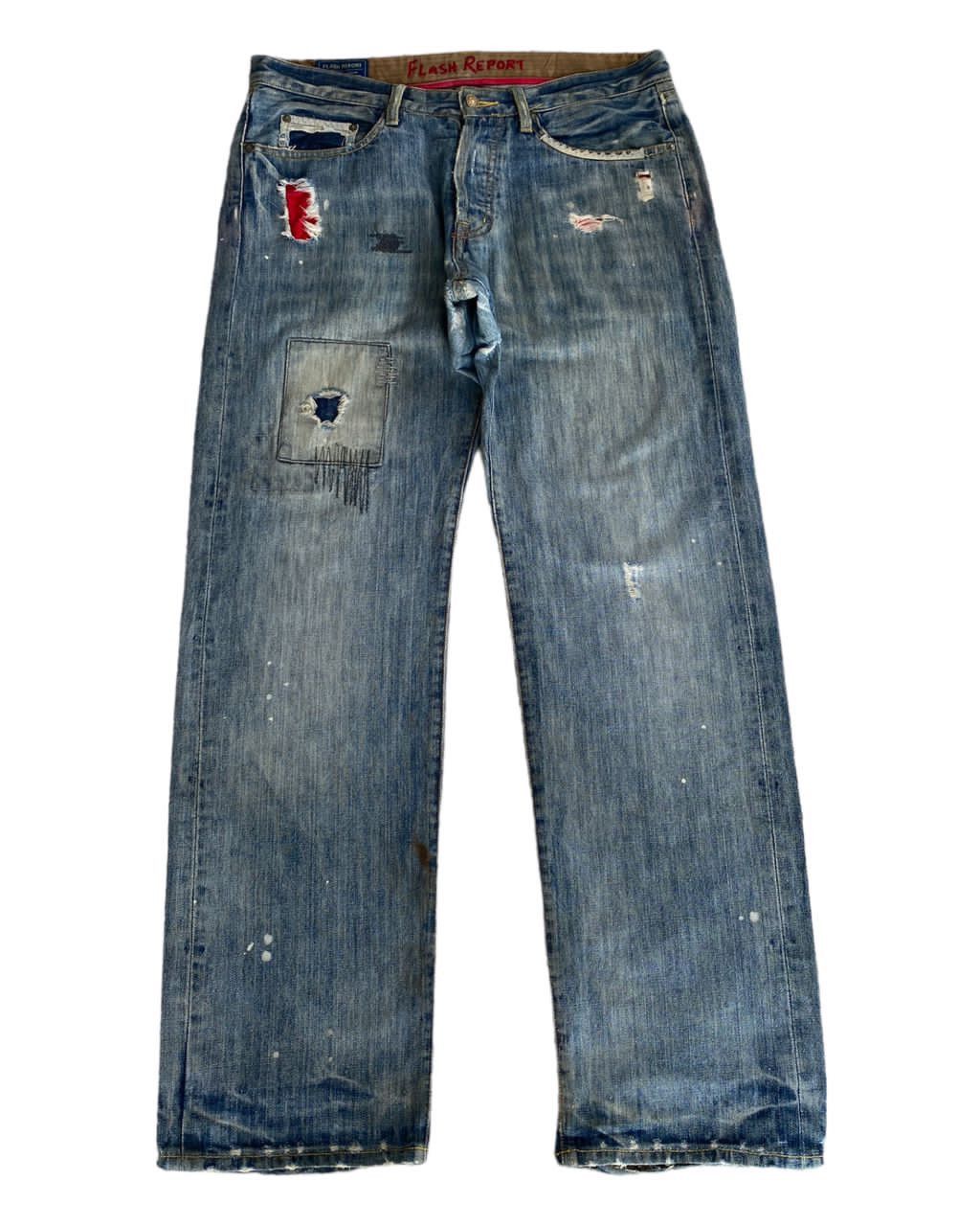Pre-owned Hysteric Glamour X If Six Was Nine Baggy Jeansflash Report Sashiko Style Baggy Distress Denim In Blue